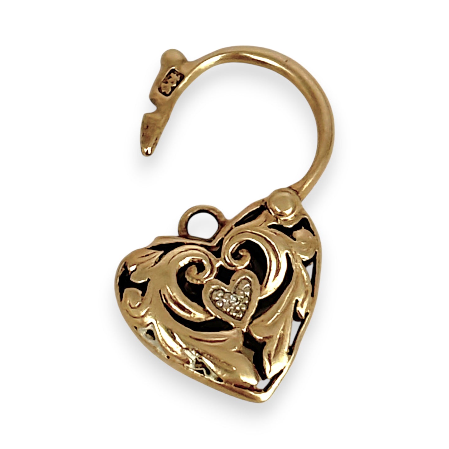 GOLD DEAL | 9ct (9K) Gold Padlock Pendant with Moissanite Accents