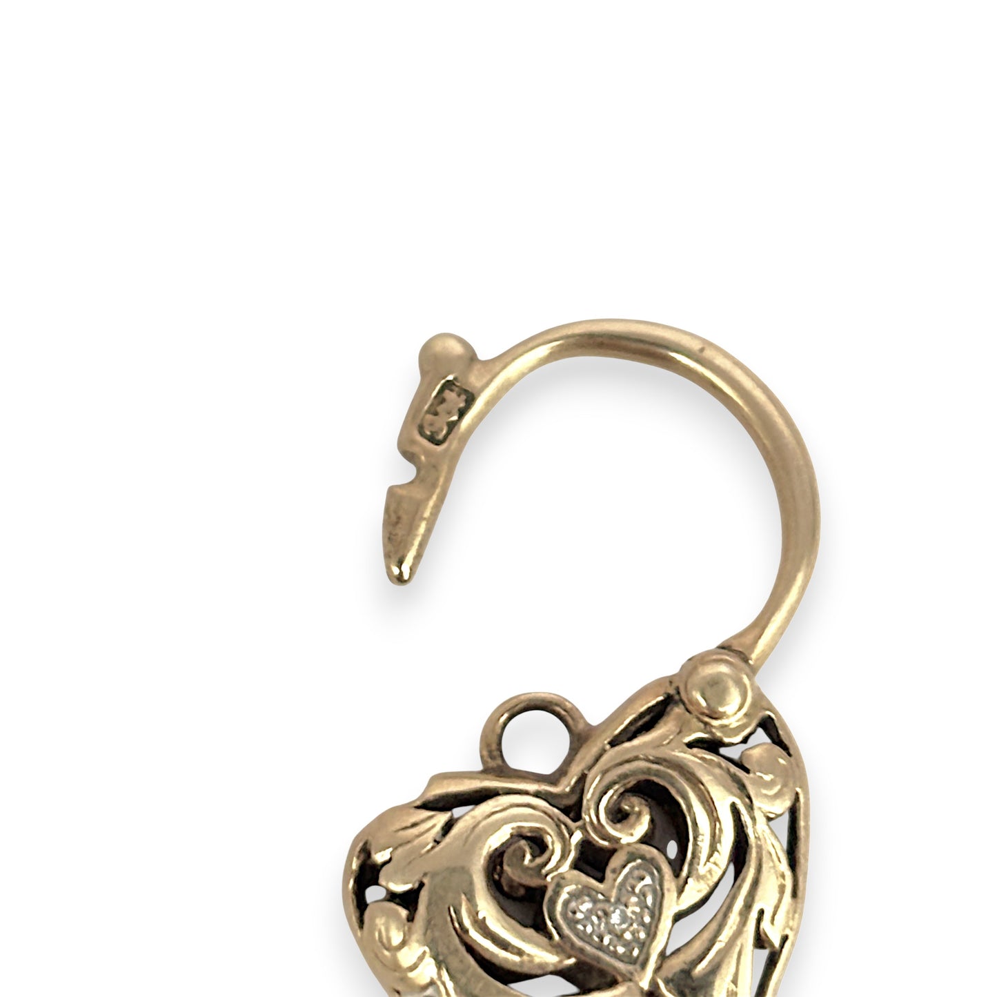 GOLD DEAL | 9ct (9K) Gold Padlock Pendant with Moissanite Accents