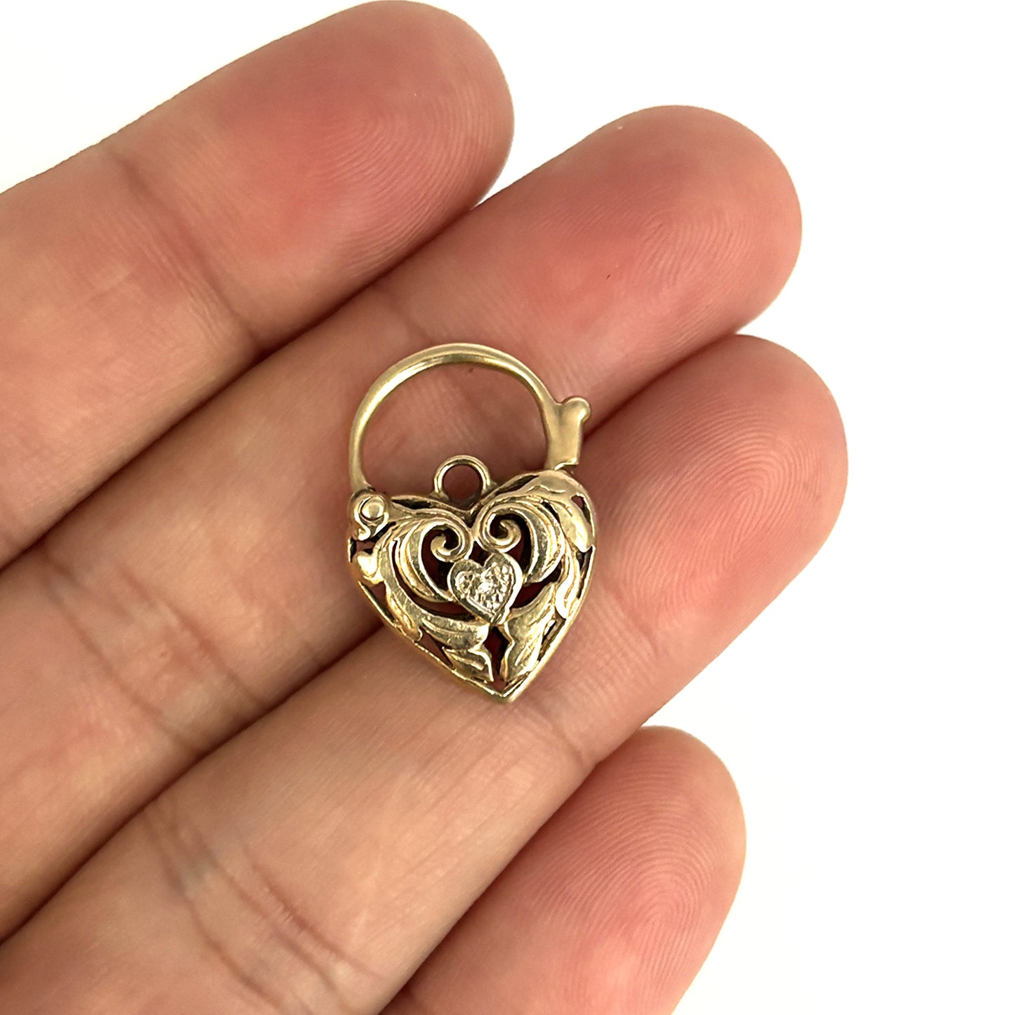 GOLD DEAL | 9ct (9K) Gold Padlock Pendant with Moissanite Accents
