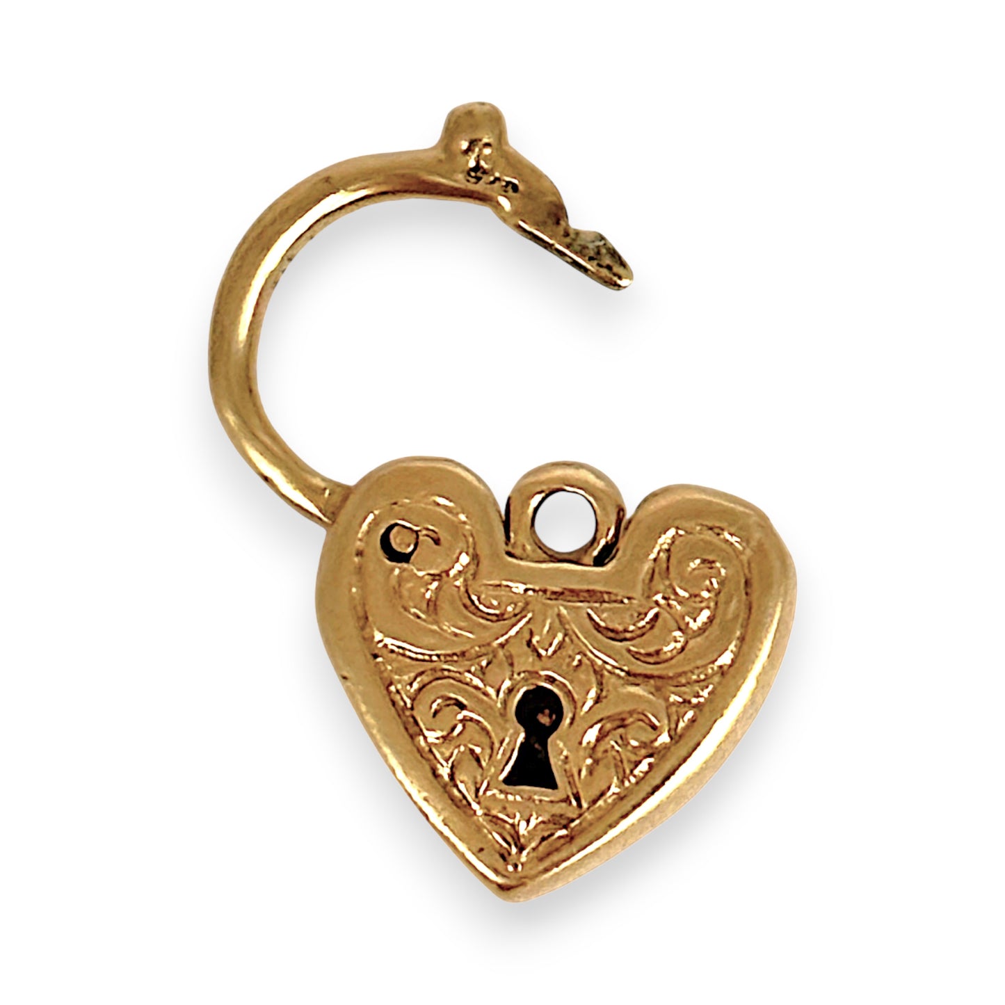 GOLD DEAL | 9ct (9K) Gold Regal Scroll Heart Padlock Pendant with Ornate Engraving