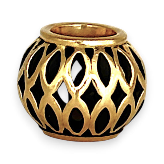 GOLD DEAL | 9ct (9K) Gold Lattice Elegance Charm with Black Contrast