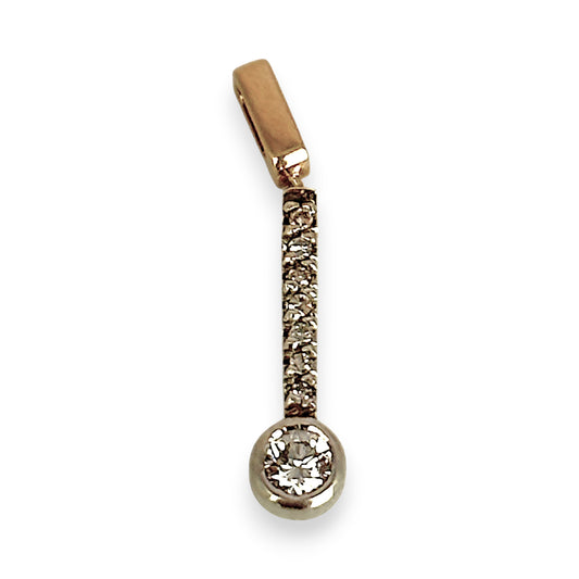GOLD DEAL | 9ct (9K) Gold Diamond Drop Bar Pendant
