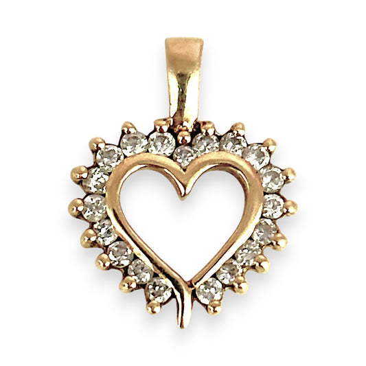 GOLD DEAL | 9ct (9K) Gold Halo Heart Pendant with CZ