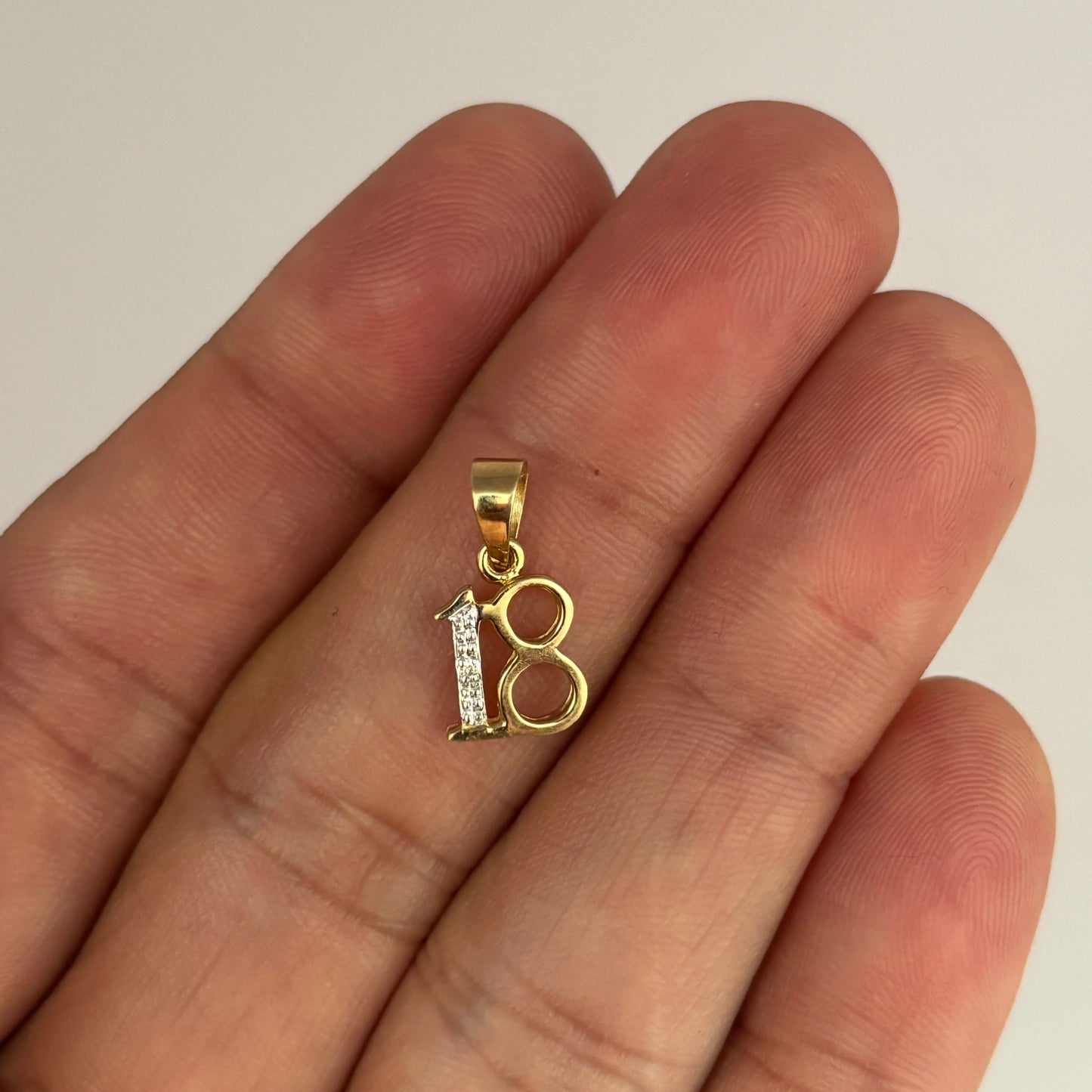 GOLD DEAL | 9ct (9K) Gold Golden 18 Pendant with Diamond