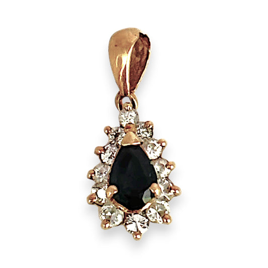 GOLD DEAL | 9ct (9K) Gold Shapphire Halo Pendant