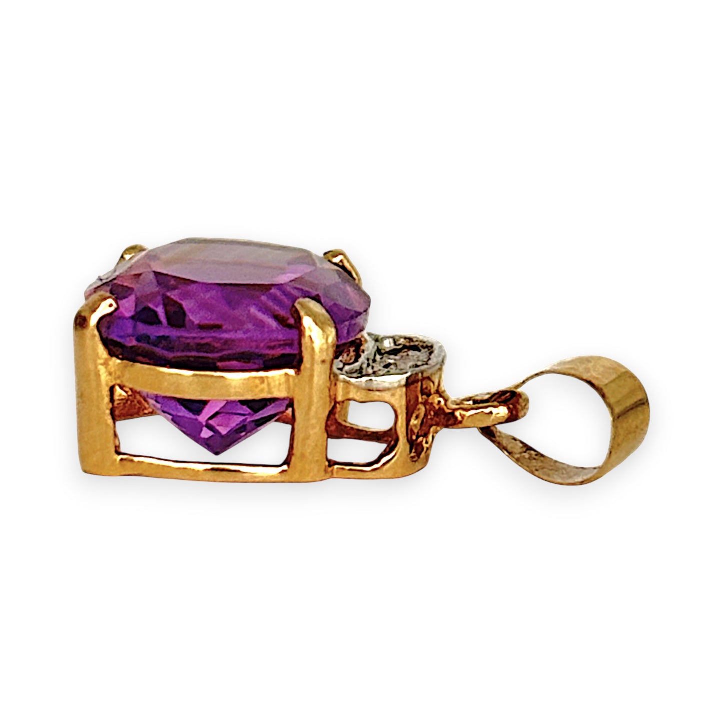 GOLD DEAL | 9ct (9K) Gold Oval Amethyst & Radiant Sparkle Diamond Accent Pendant