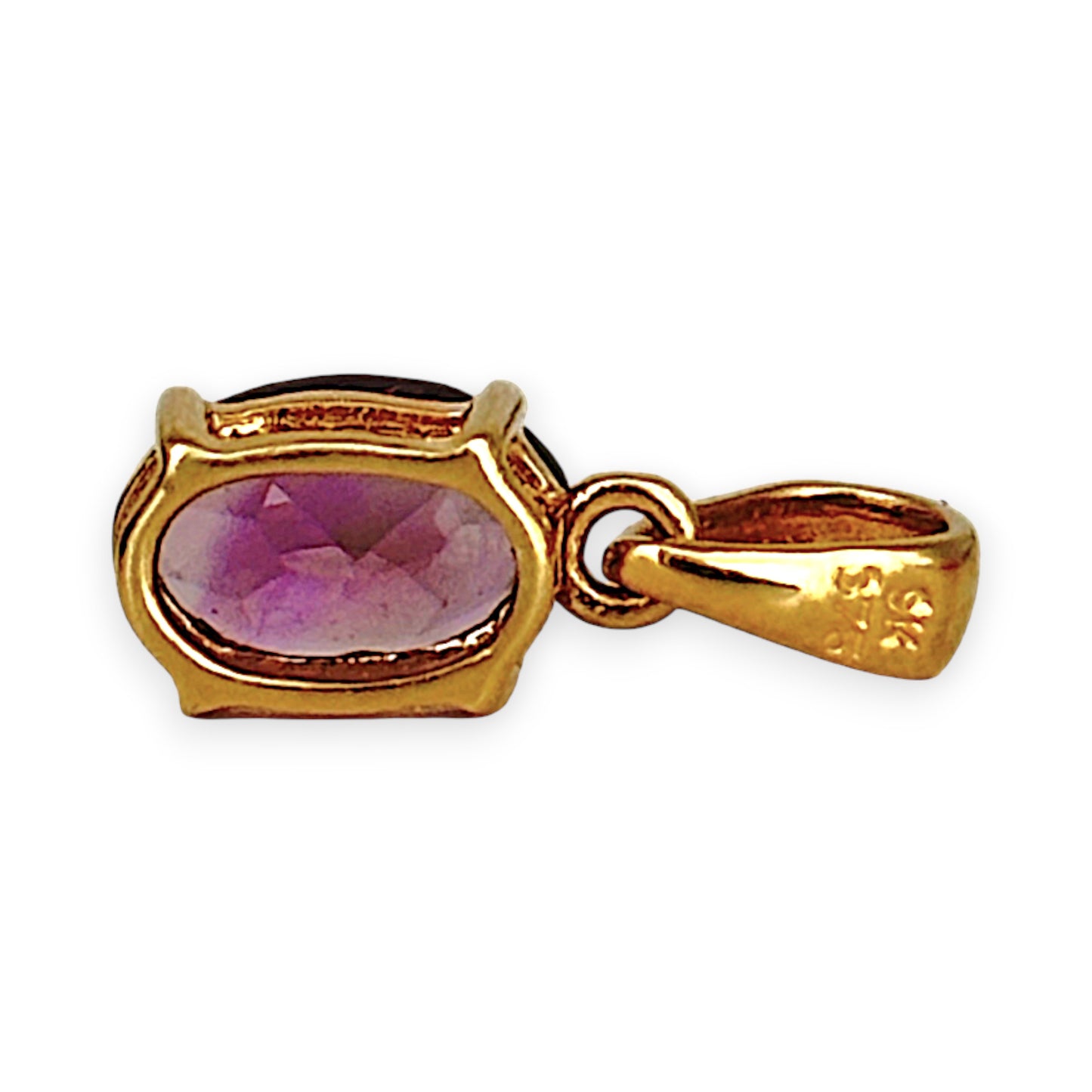 GOLD DEAL | 9ct (9K) Gold Violet Sparkle Oval Amethyst Pendant