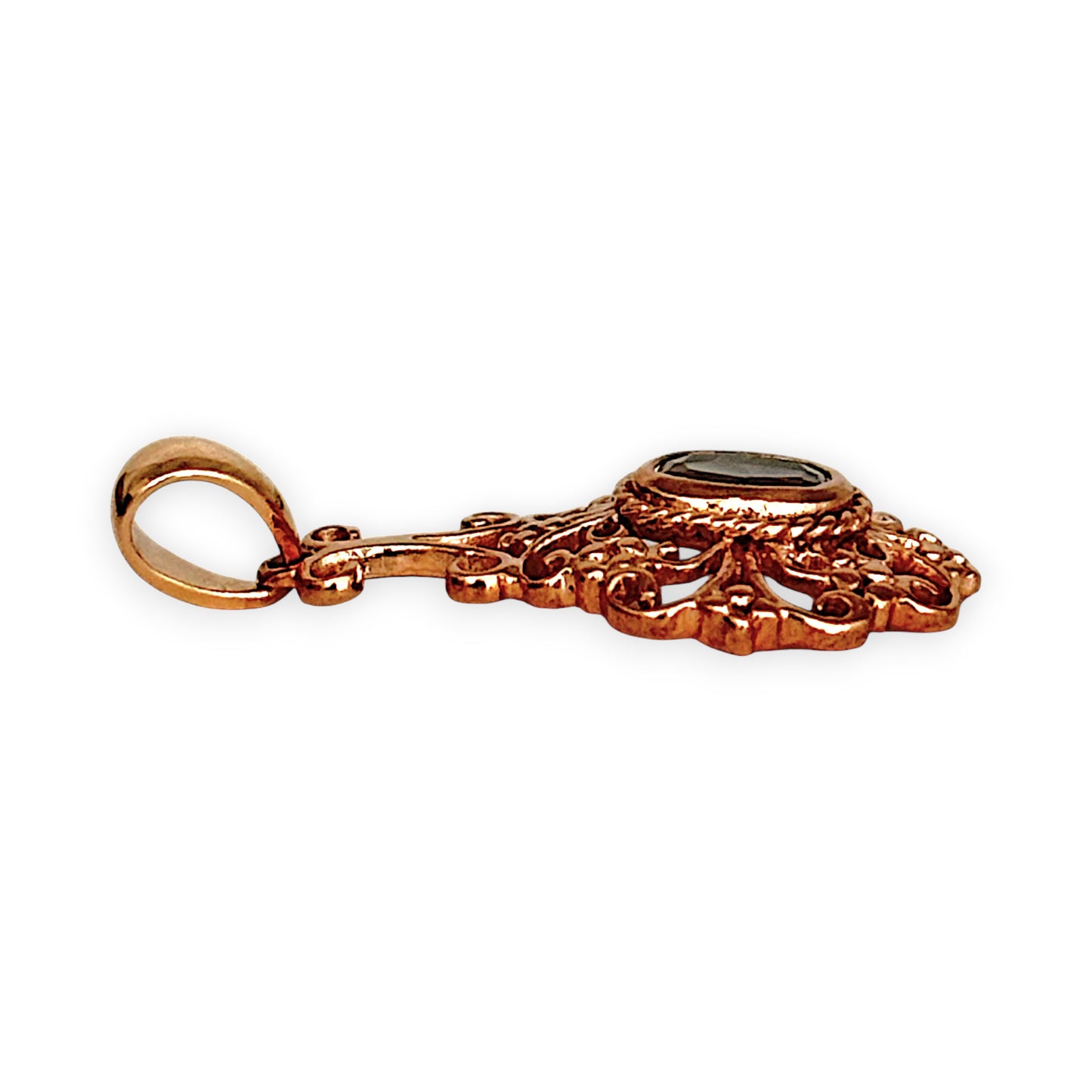 GOLD DEAL | 9ct (9K) Rose Gold Vintage Filigree Ornate Aquamarine Pendant