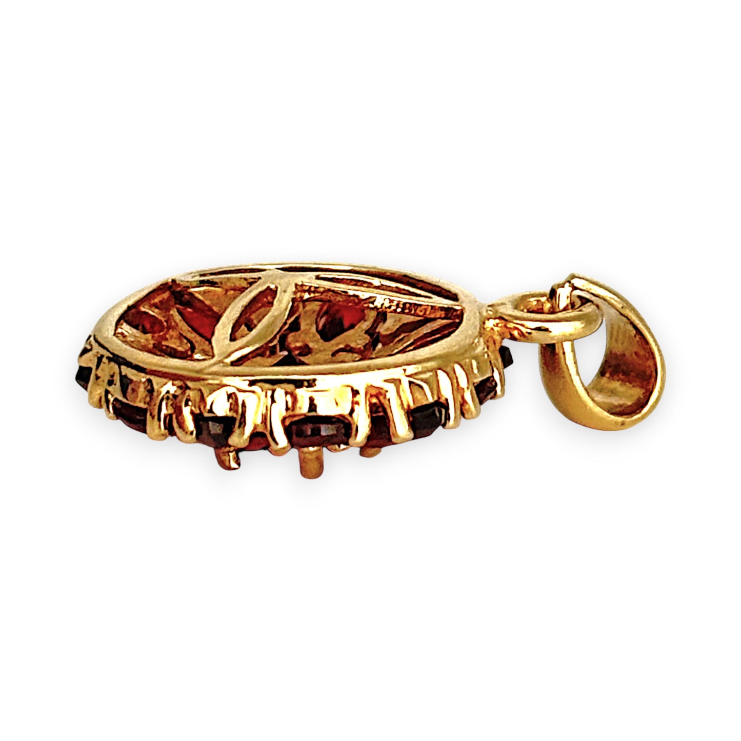 GOLD DEAL | 9ct (9K) Gold Floral Radiant Red Garnet Cluster Pendant