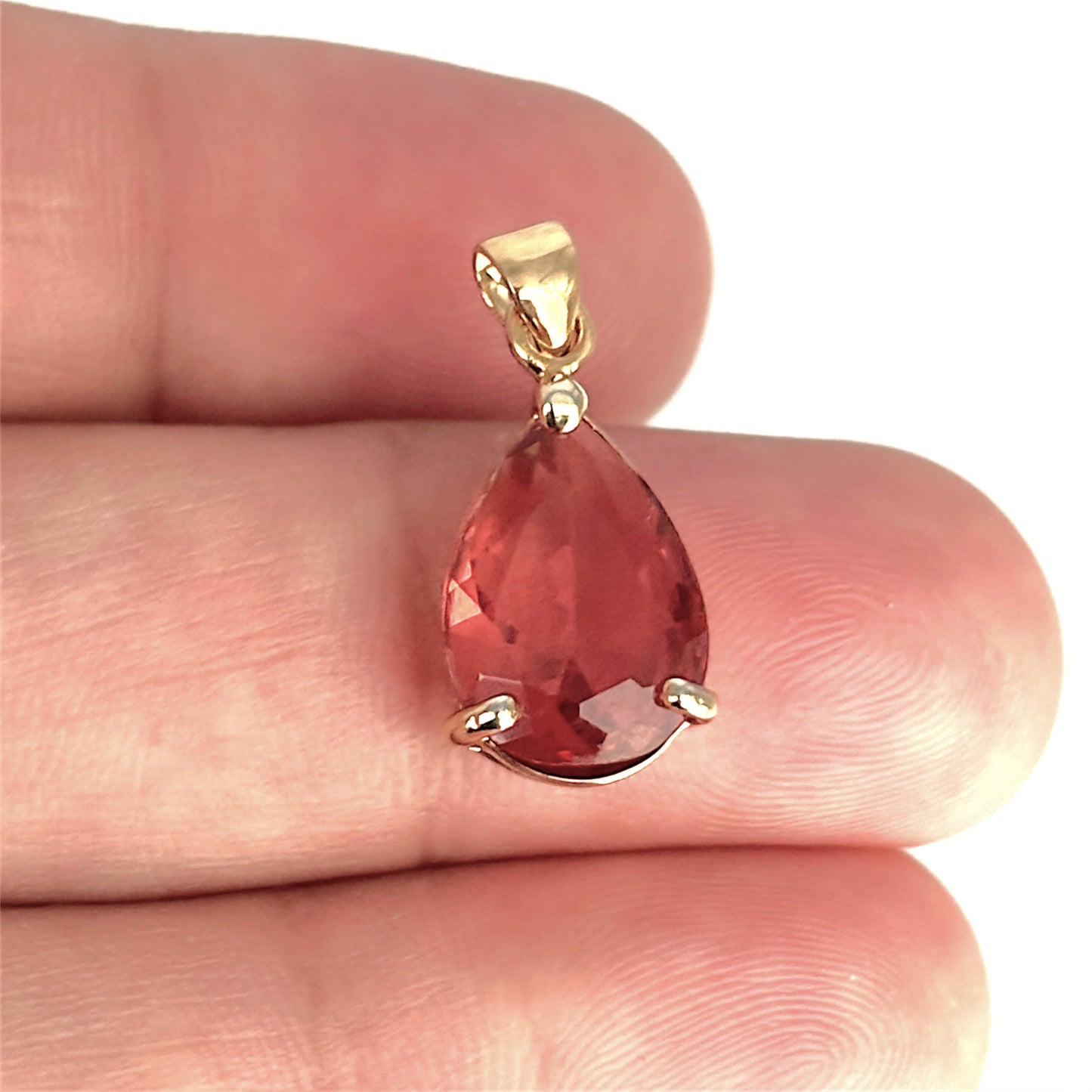 GOLD DEAL | 10ct (10K) Gold Teardrop Red Tourmaline Pendant