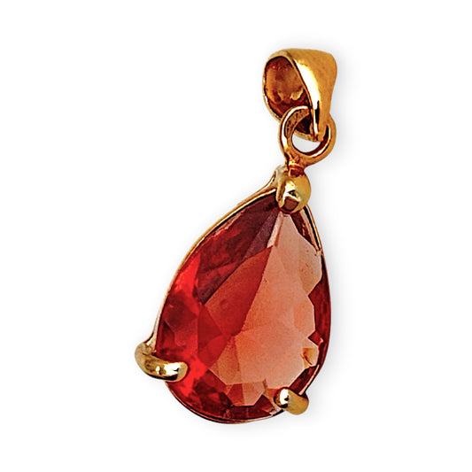 GOLD DEAL | 10ct (10K) Gold Teardrop Red Tourmaline Pendant
