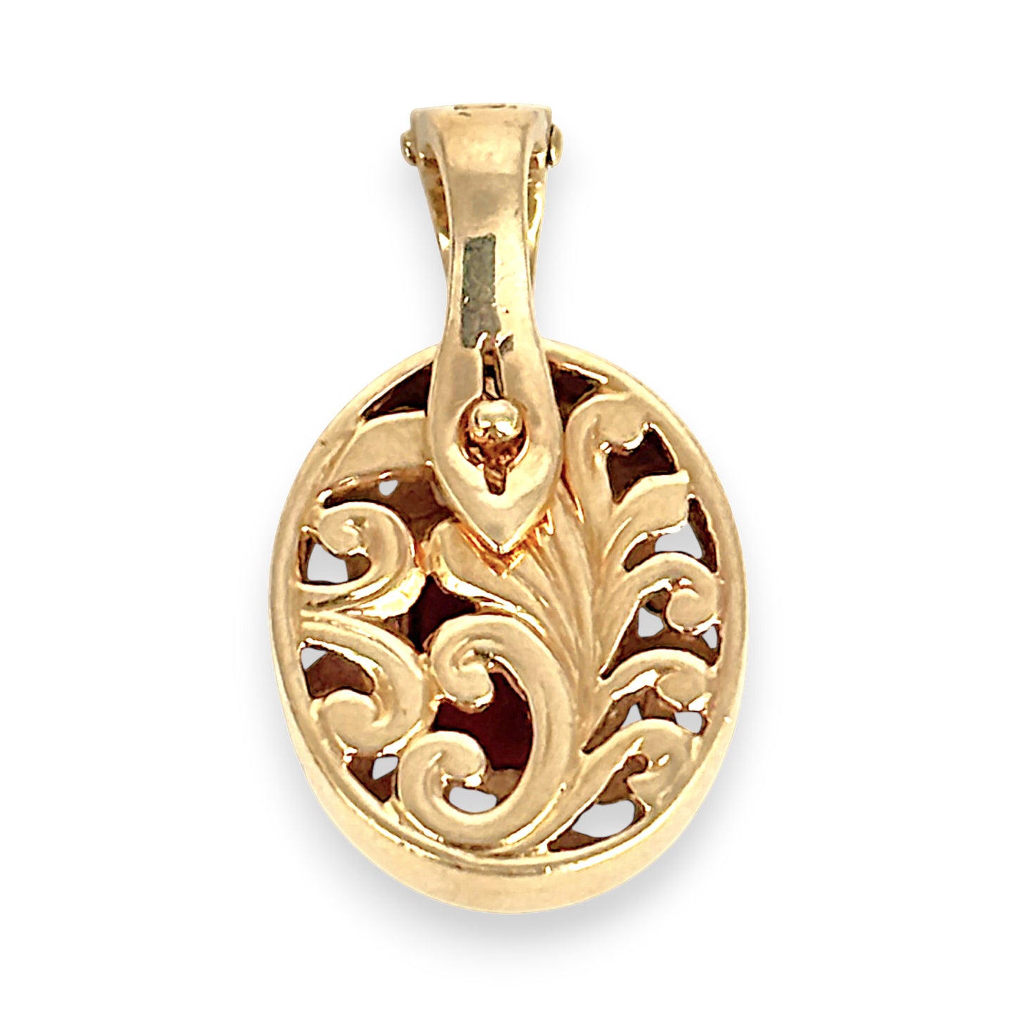 GOLD DEAL | 9ct (9K) Gold Vintage Filigree Ornate Red Garnet Lock Pendant