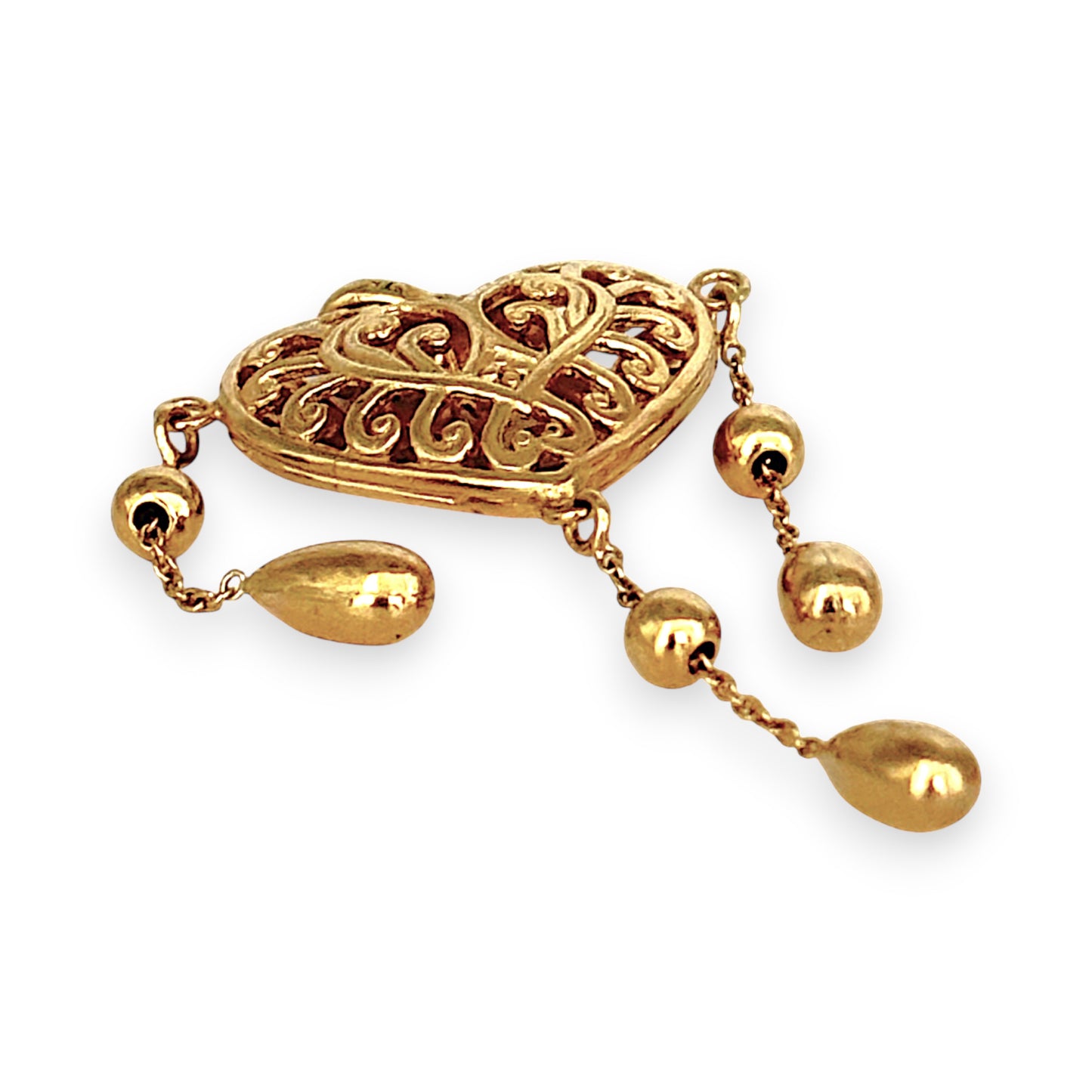 GOLD DEAL | 9ct (9K) Gold Filigree Heart Drop Pendant