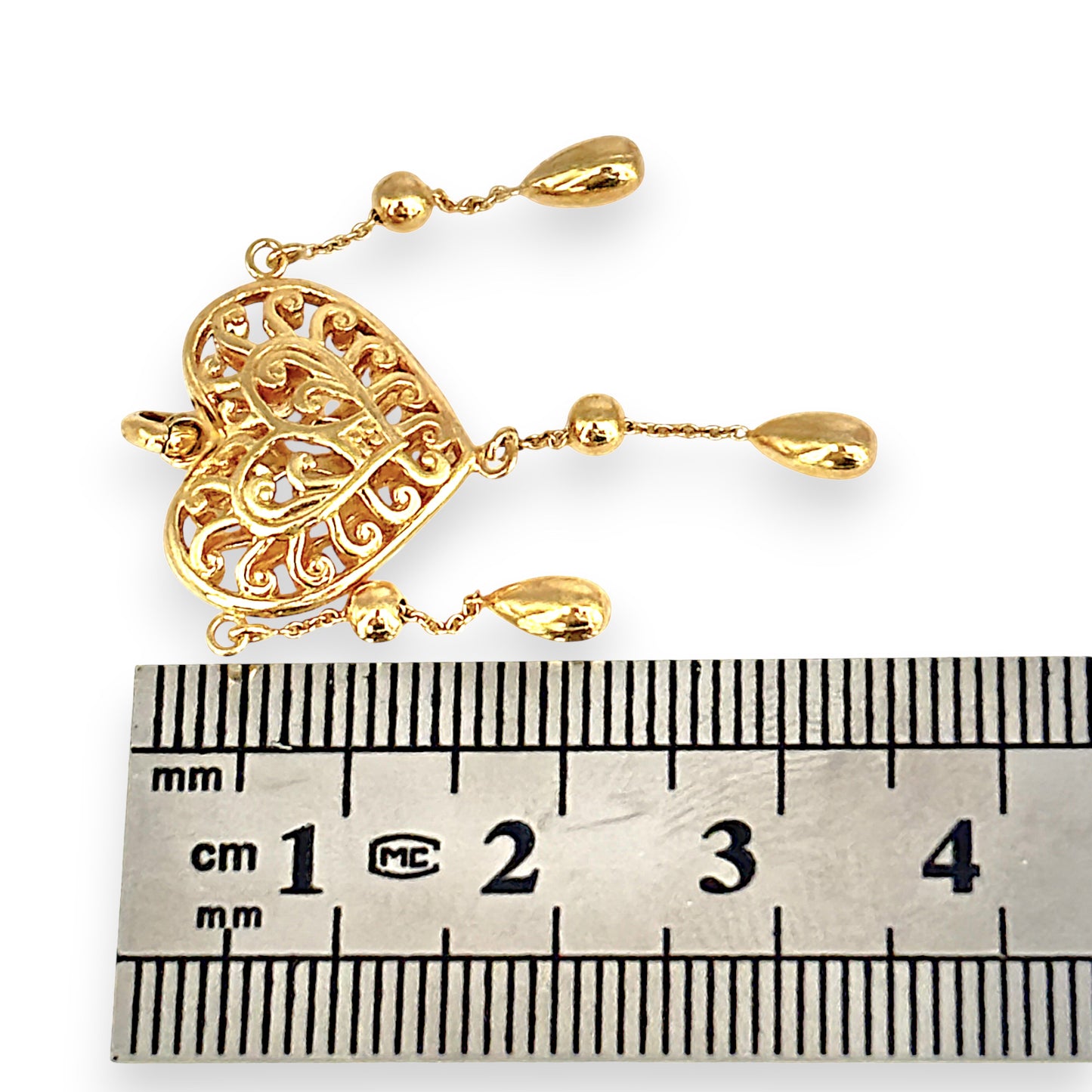 GOLD DEAL | 9ct (9K) Gold Filigree Heart Drop Pendant