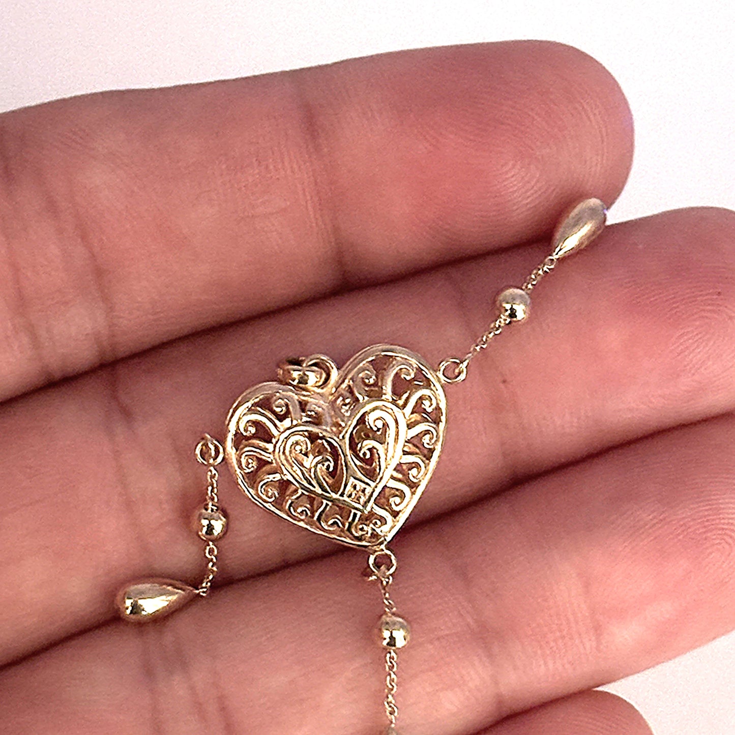 GOLD DEAL | 9ct (9K) Gold Filigree Heart Drop Pendant