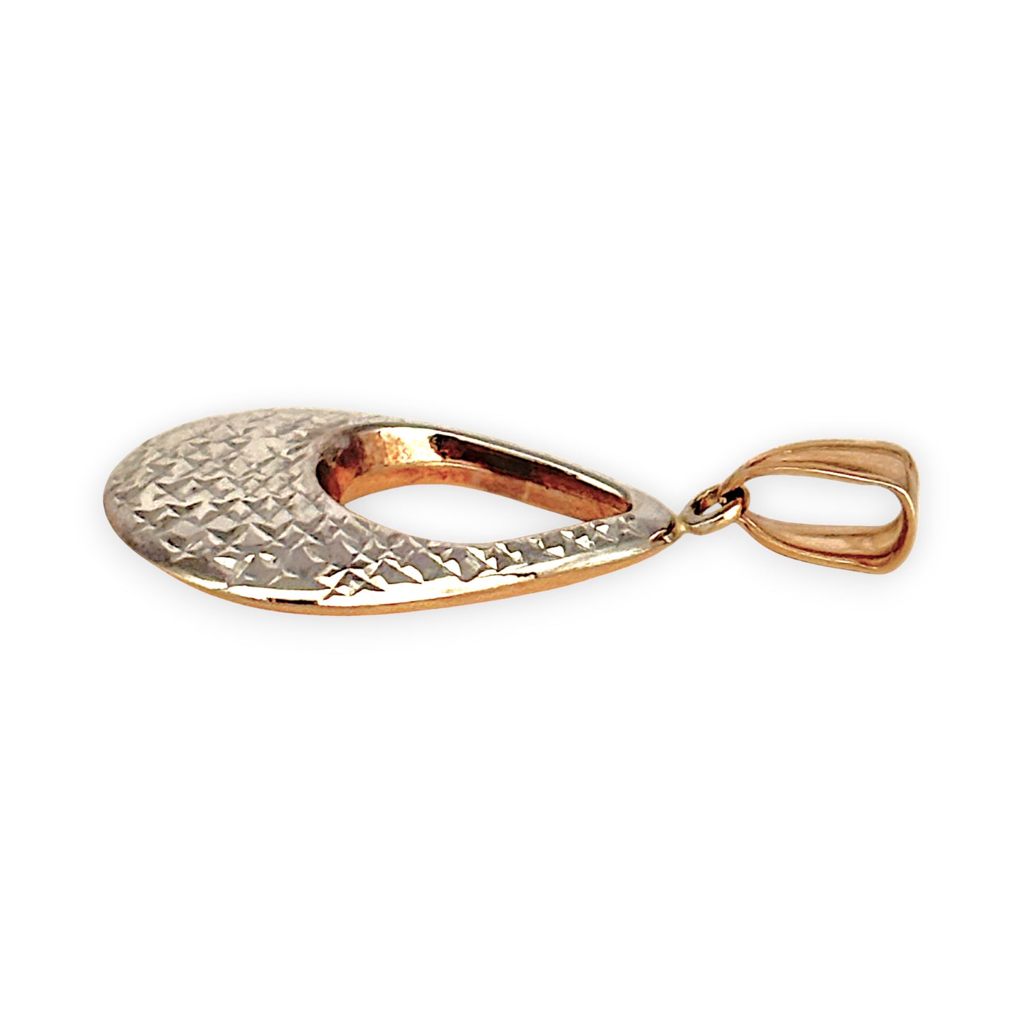 GOLD DEAL | 9ct (9K) Y/W Gold Dual Essence – Reversible Gold Teardrop Pendant