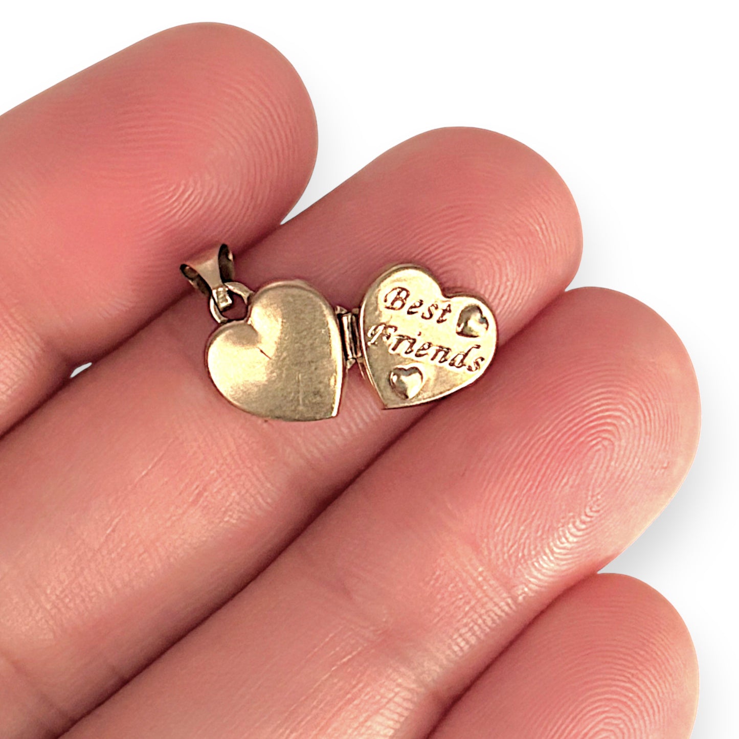 GOLD DEAL | 9ct (9K) Gold Heart Locket Pendant - Best Friends