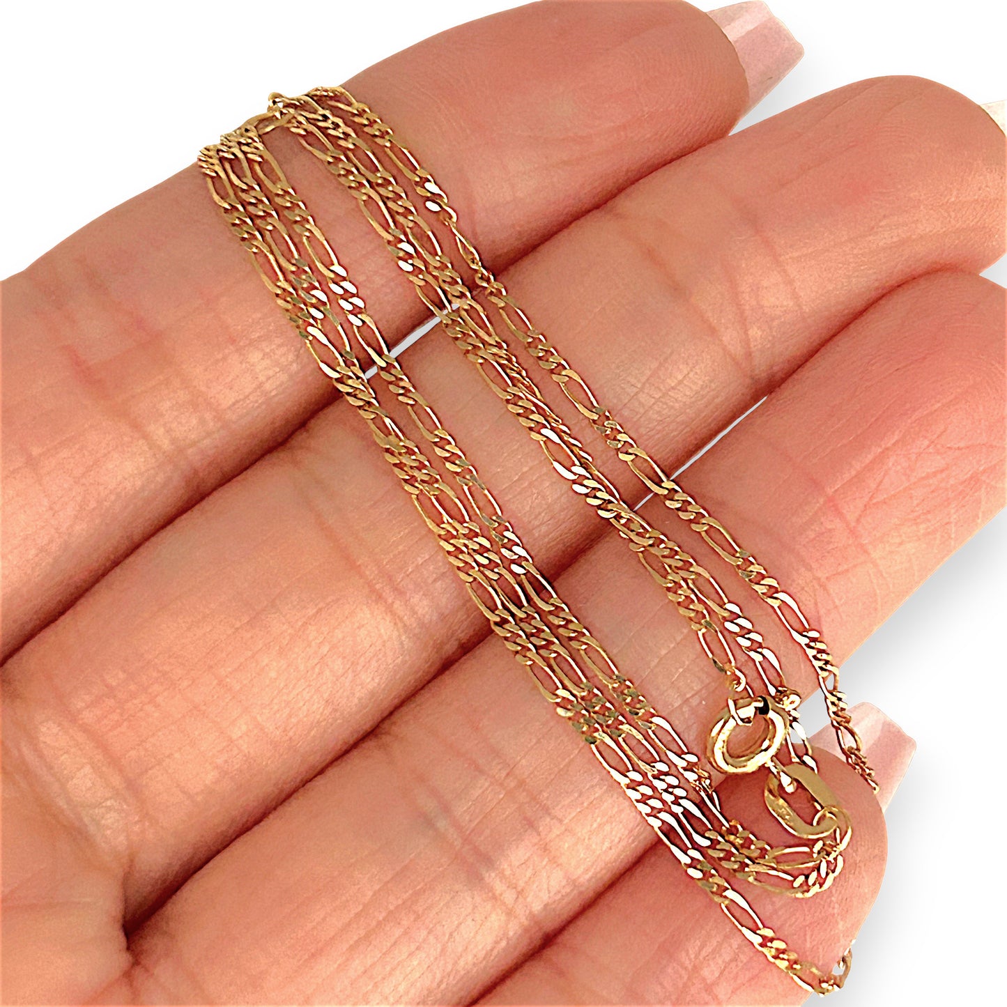 GOLD DEAL | 9ct (9K) Gold Refurbished Refined Grace Figaro Chain 40cm