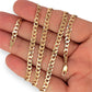 GOLD DEAL | 9ct (9K) Gold Rounded Flat Smooth Curb Link Refurbished Chain 60cm