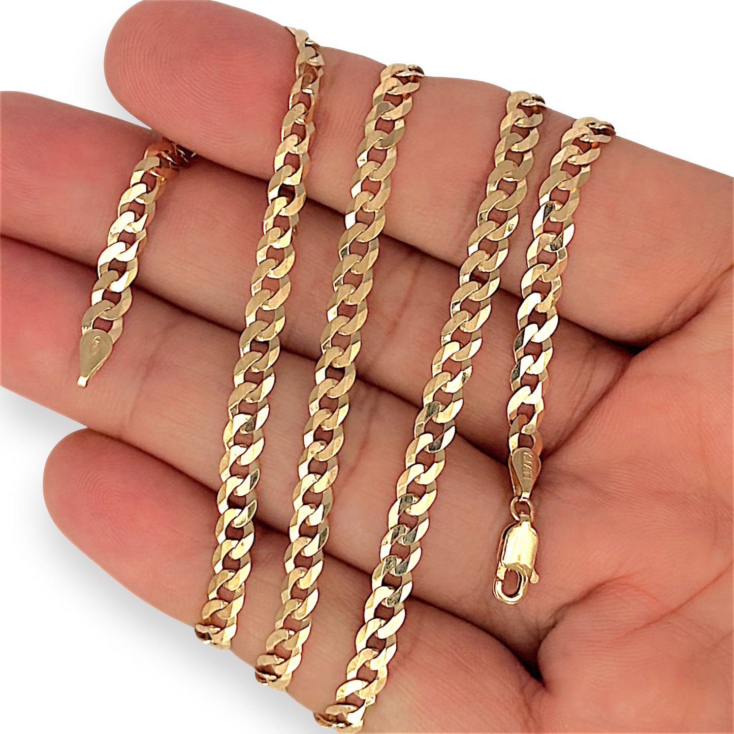 GOLD DEAL | 9ct (9K) Gold Rounded Flat Smooth Curb Link Refurbished Chain 60cm