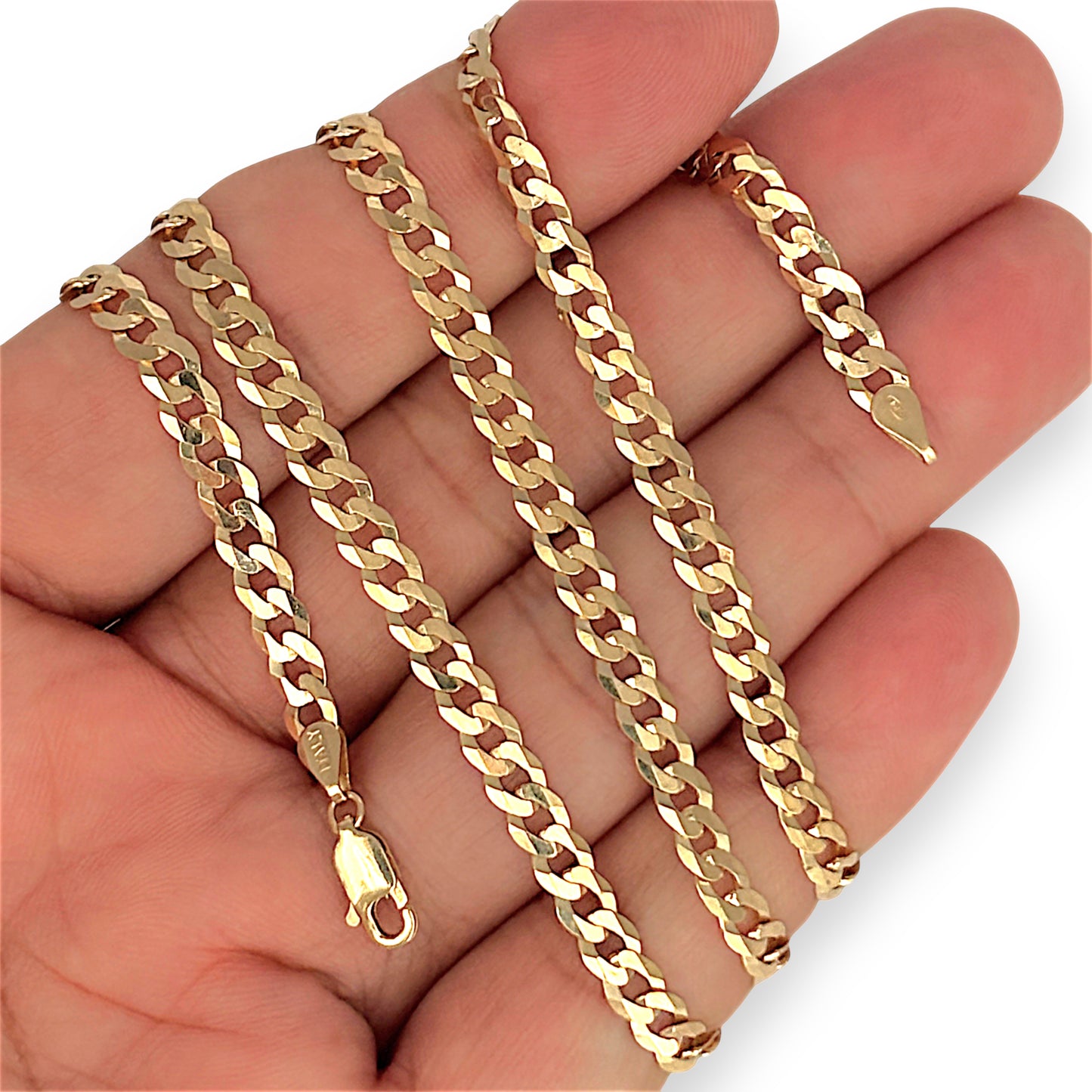 GOLD DEAL | 9ct (9K) Gold Rounded Flat Smooth Curb Link Refurbished Chain 60cm