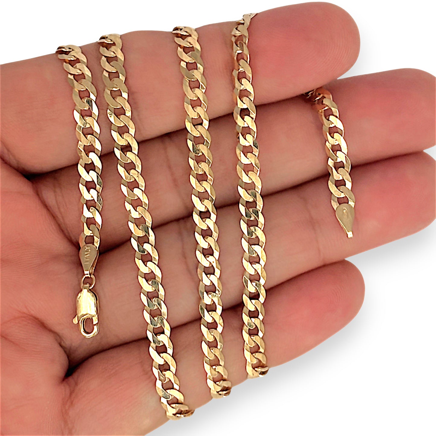 GOLD DEAL | 9ct (9K) Gold Rounded Flat Smooth Curb Link Refurbished Chain 60cm