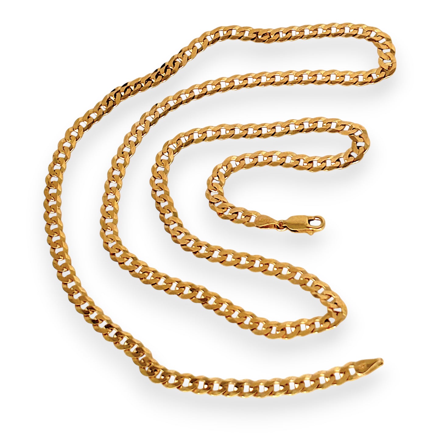 GOLD DEAL | 9ct (9K) Gold Rounded Flat Smooth Curb Link Refurbished Chain 60cm