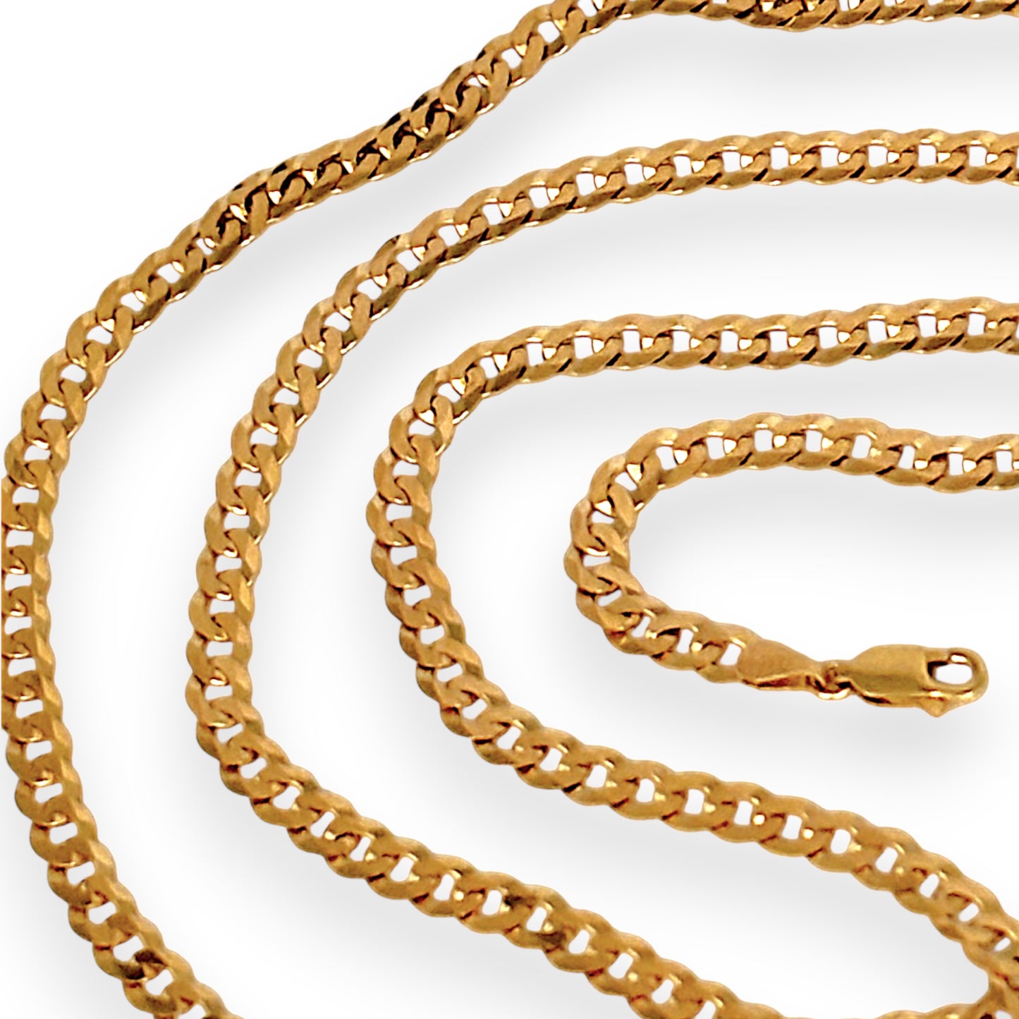 GOLD DEAL | 9ct (9K) Gold Rounded Flat Smooth Curb Link Refurbished Chain 60cm