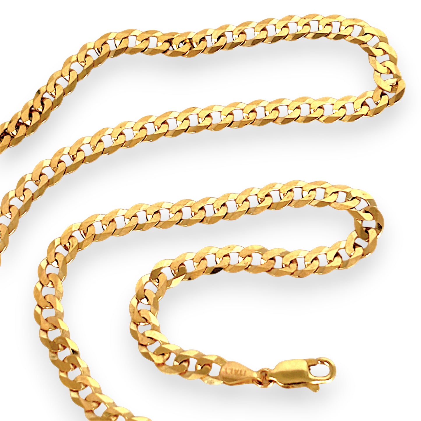 GOLD DEAL | 9ct (9K) Gold Rounded Flat Smooth Curb Link Refurbished Chain 60cm