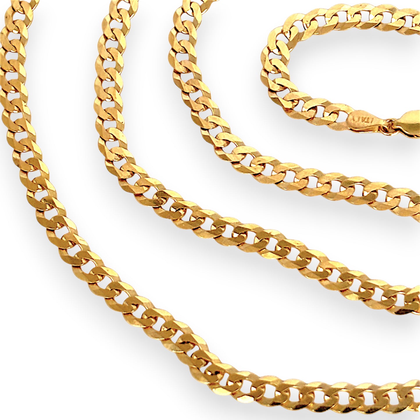 GOLD DEAL | 9ct (9K) Gold Rounded Flat Smooth Curb Link Refurbished Chain 60cm