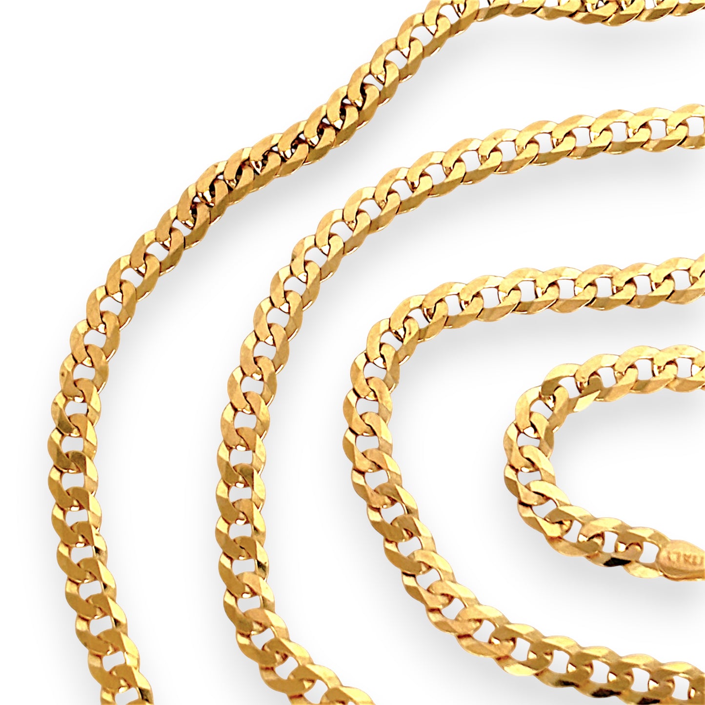 GOLD DEAL | 9ct (9K) Gold Rounded Flat Smooth Curb Link Refurbished Chain 60cm
