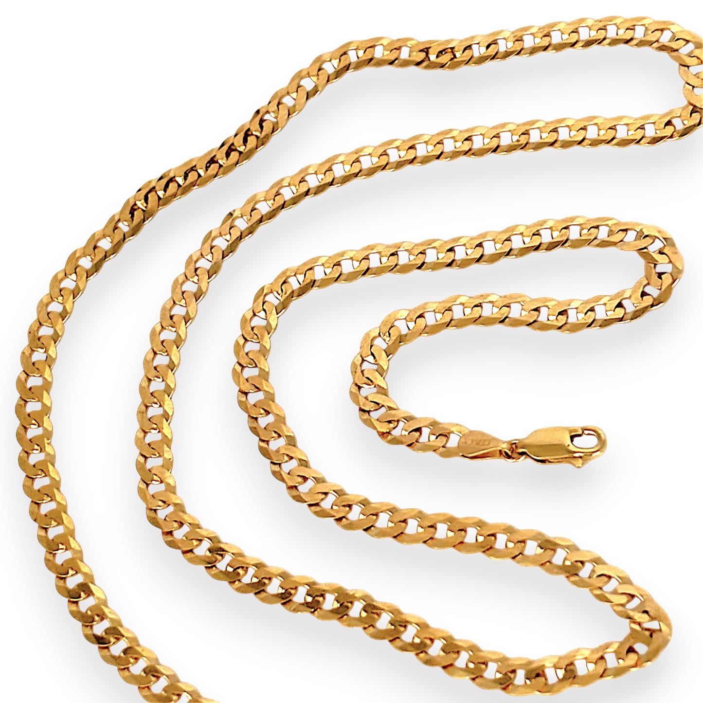 GOLD DEAL | 9ct (9K) Gold Rounded Flat Smooth Curb Link Refurbished Chain 60cm