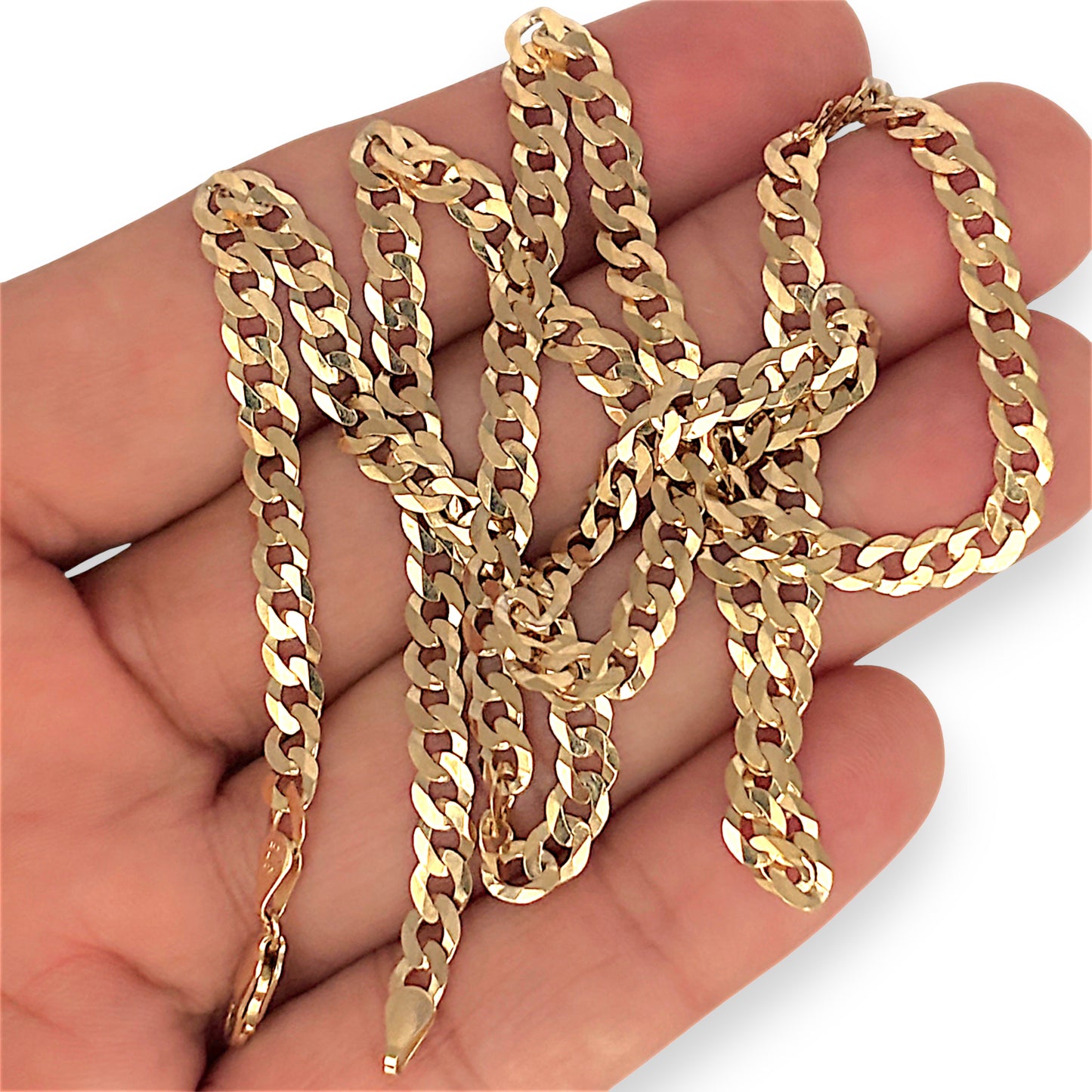 GOLD DEAL | 9ct (9K) Gold Rounded Flat Smooth Curb Link Refurbished Chain 60cm