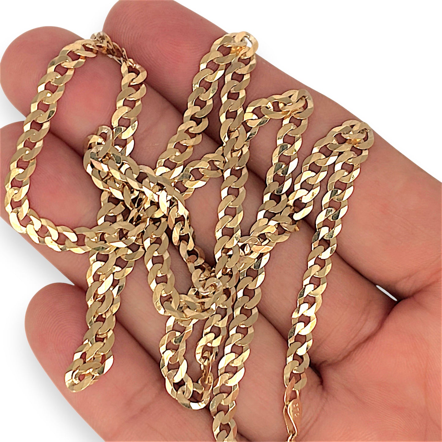 GOLD DEAL | 9ct (9K) Gold Rounded Flat Smooth Curb Link Refurbished Chain 60cm