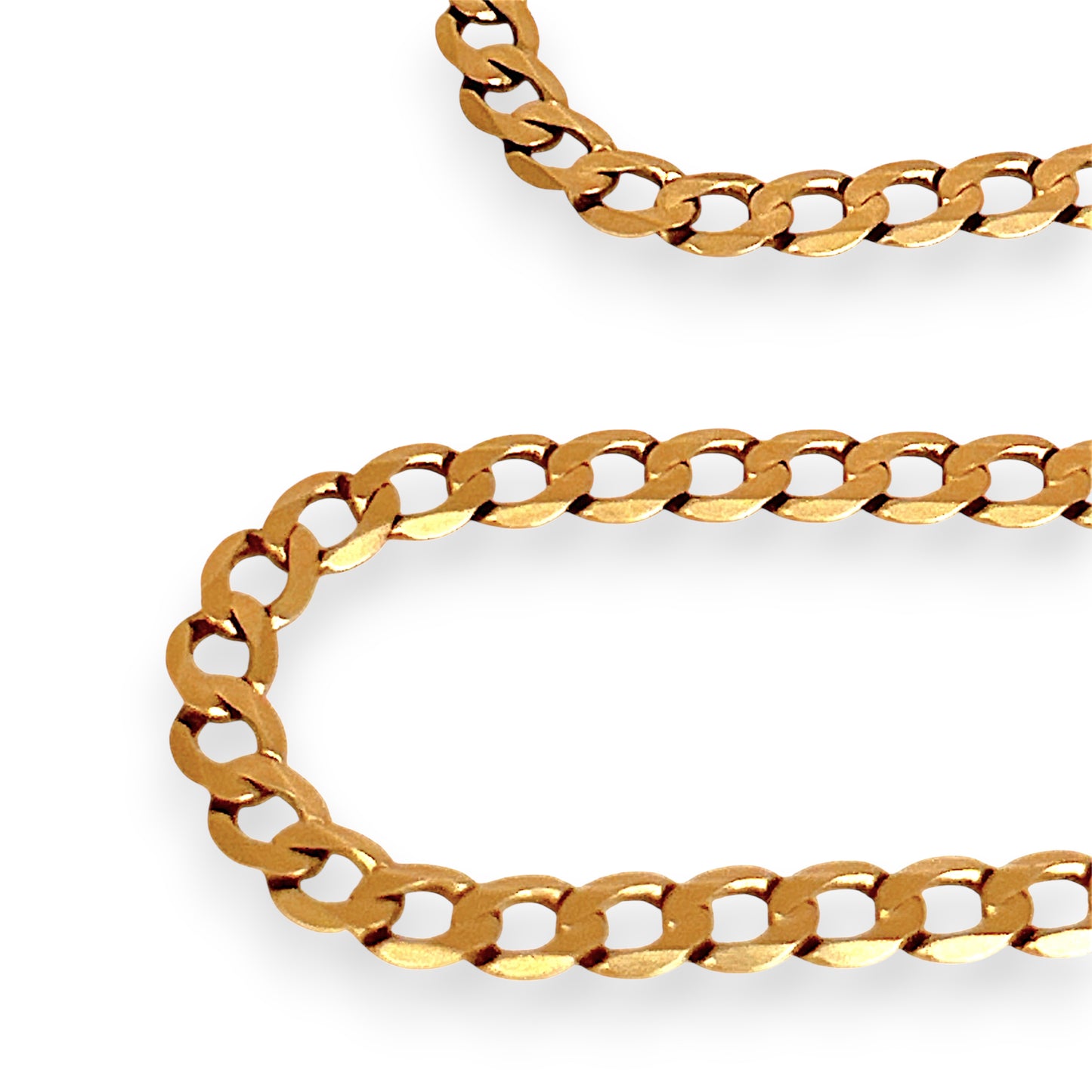 GOLD DEAL | 9ct (9K) Gold Beveled Edge Flattened Curb Link Chain 60cm Valuation $5,490