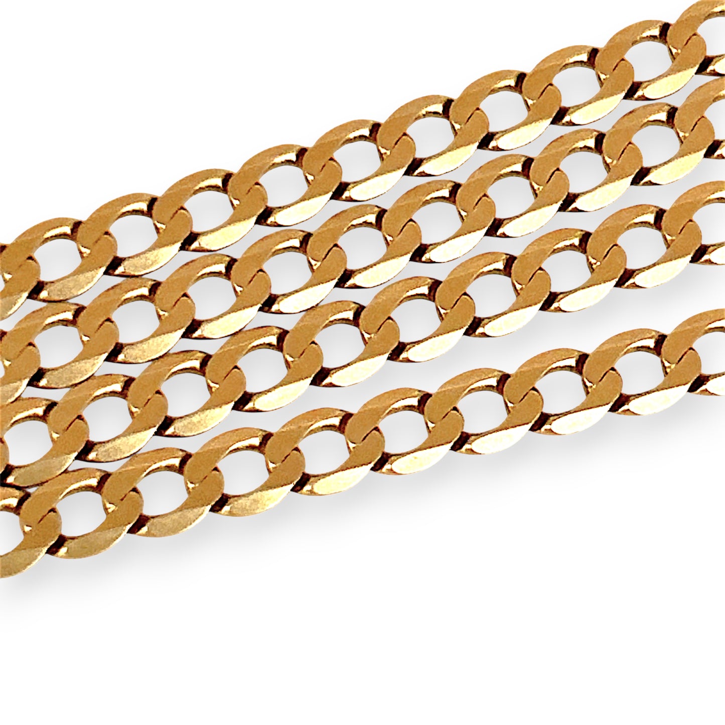 GOLD DEAL | 9ct (9K) Gold Beveled Edge Flattened Curb Link Chain 60cm Valuation $5,490