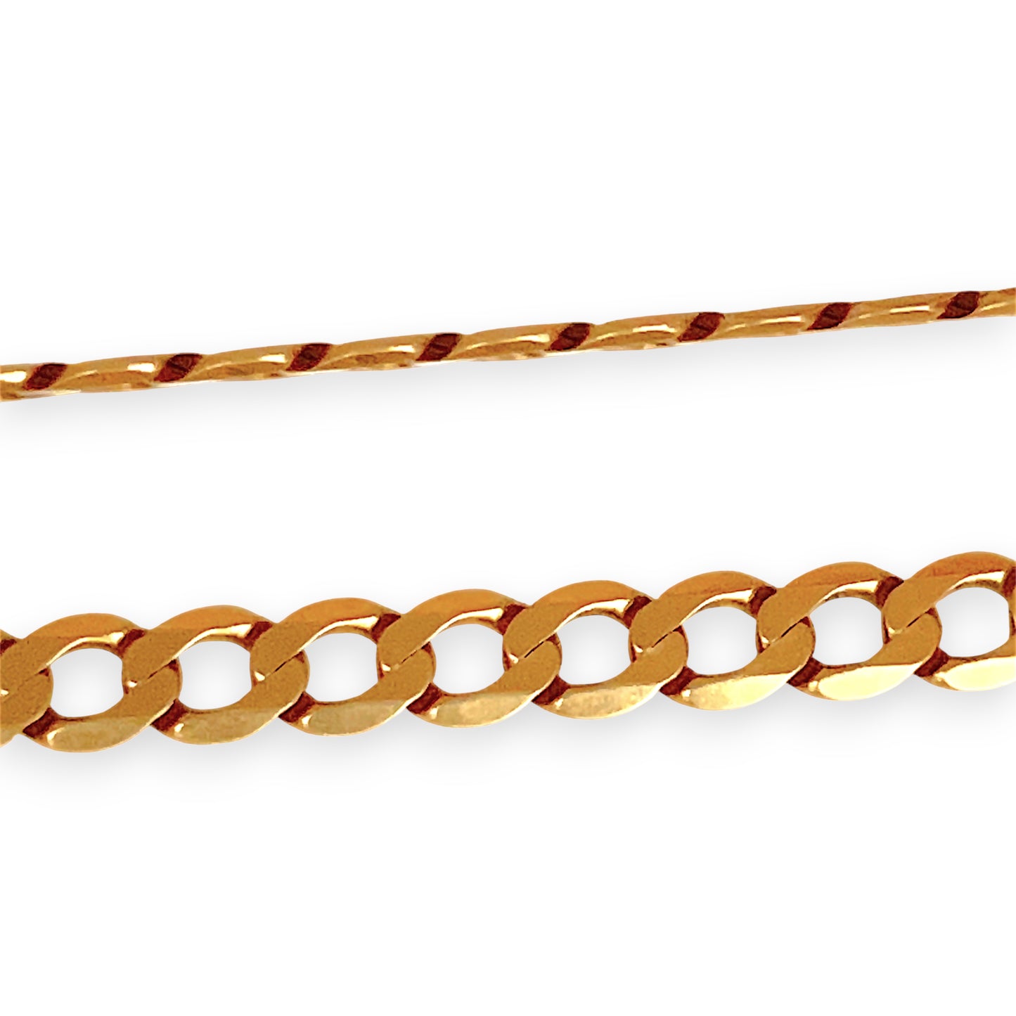 GOLD DEAL | 9ct (9K) Gold Beveled Edge Flattened Curb Link Chain 60cm Valuation $5,490