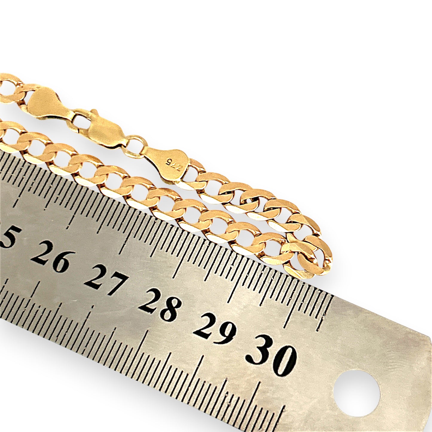 GOLD DEAL | 9ct (9K) Gold Beveled Edge Flattened Curb Link Chain 60cm Valuation $5,490