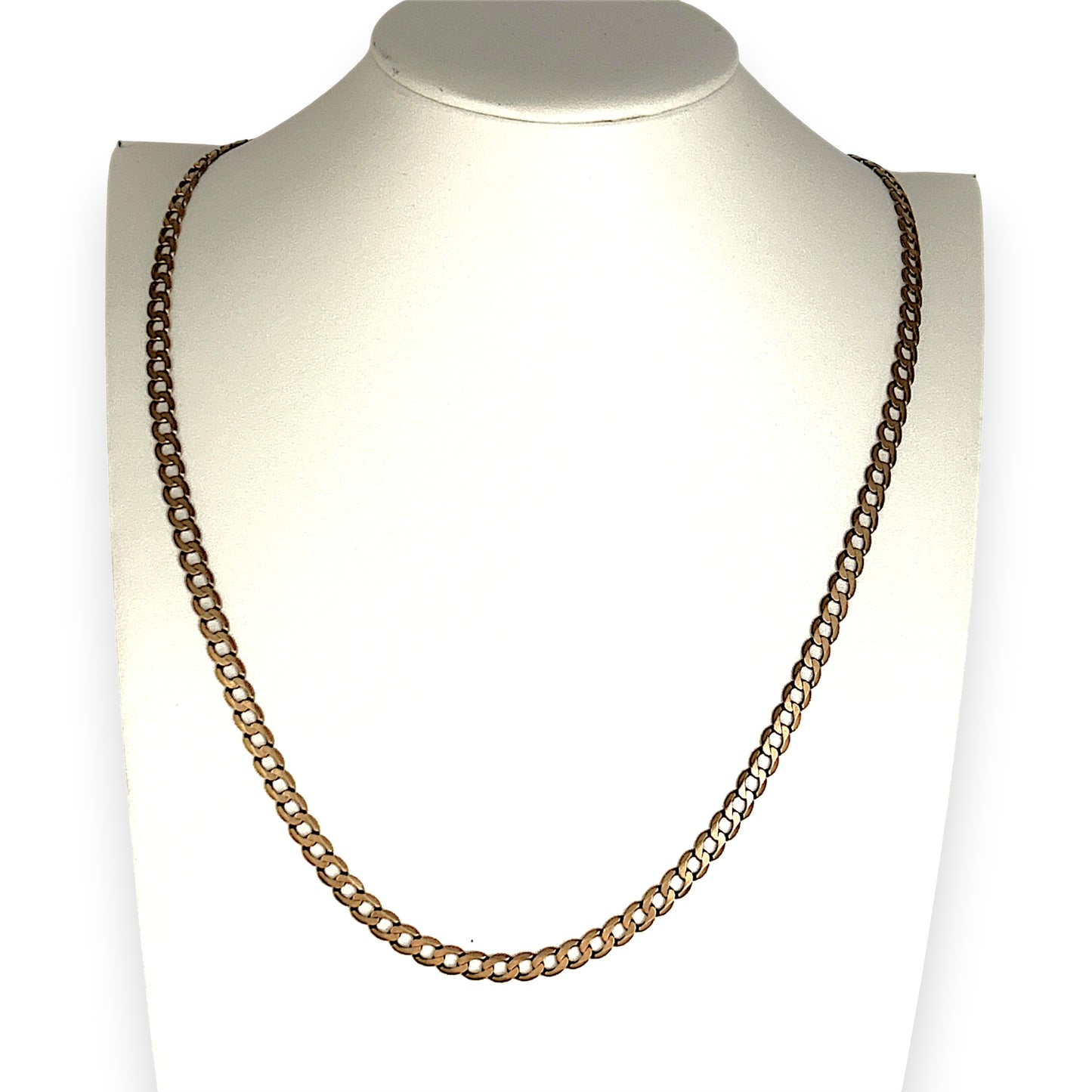 GOLD DEAL | 9ct (9K) Gold Beveled Edge Flattened Curb Link Chain 60cm Valuation $5,490