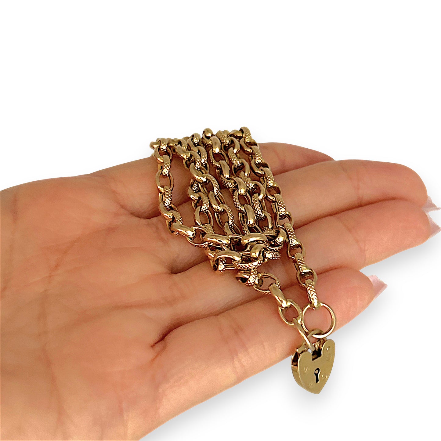 GOLD DEAL | 9ct (9K) Gold Heart Padlock Necklace 52cm Valuation $2,890