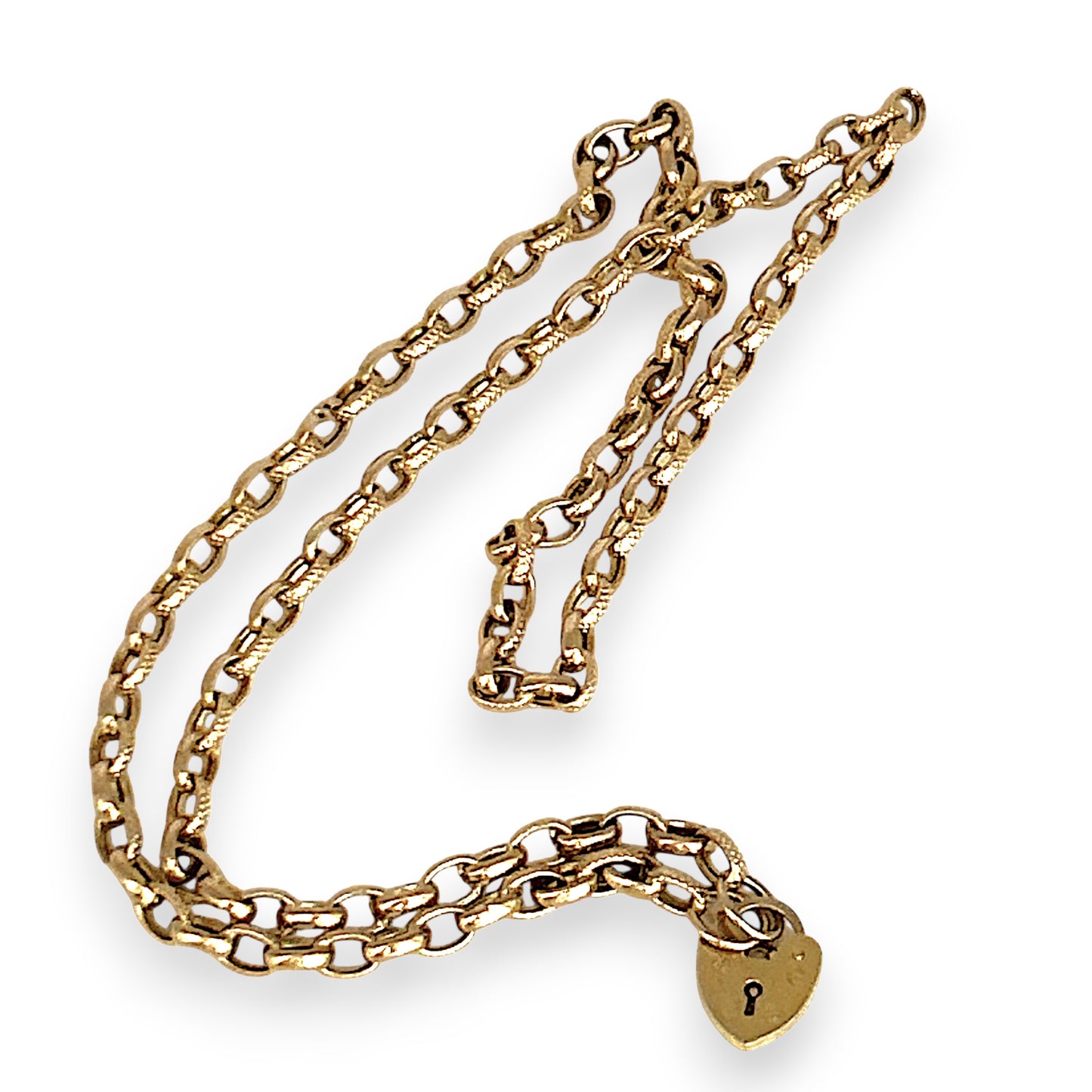 GOLD DEAL | 9ct (9K) Gold Heart Padlock Necklace 52cm Valuation $2,890