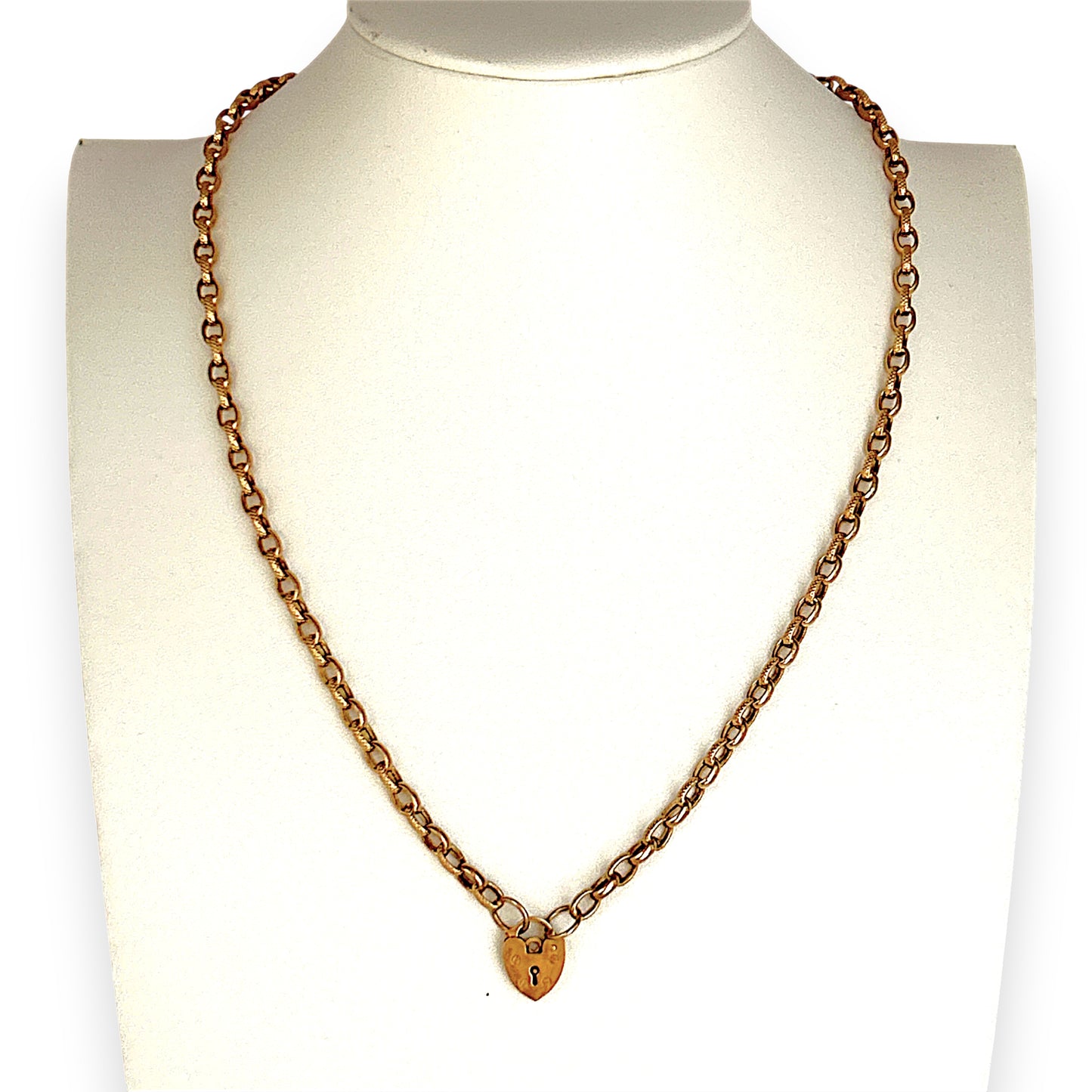 GOLD DEAL | 9ct (9K) Gold Heart Padlock Necklace 52cm Valuation $2,890