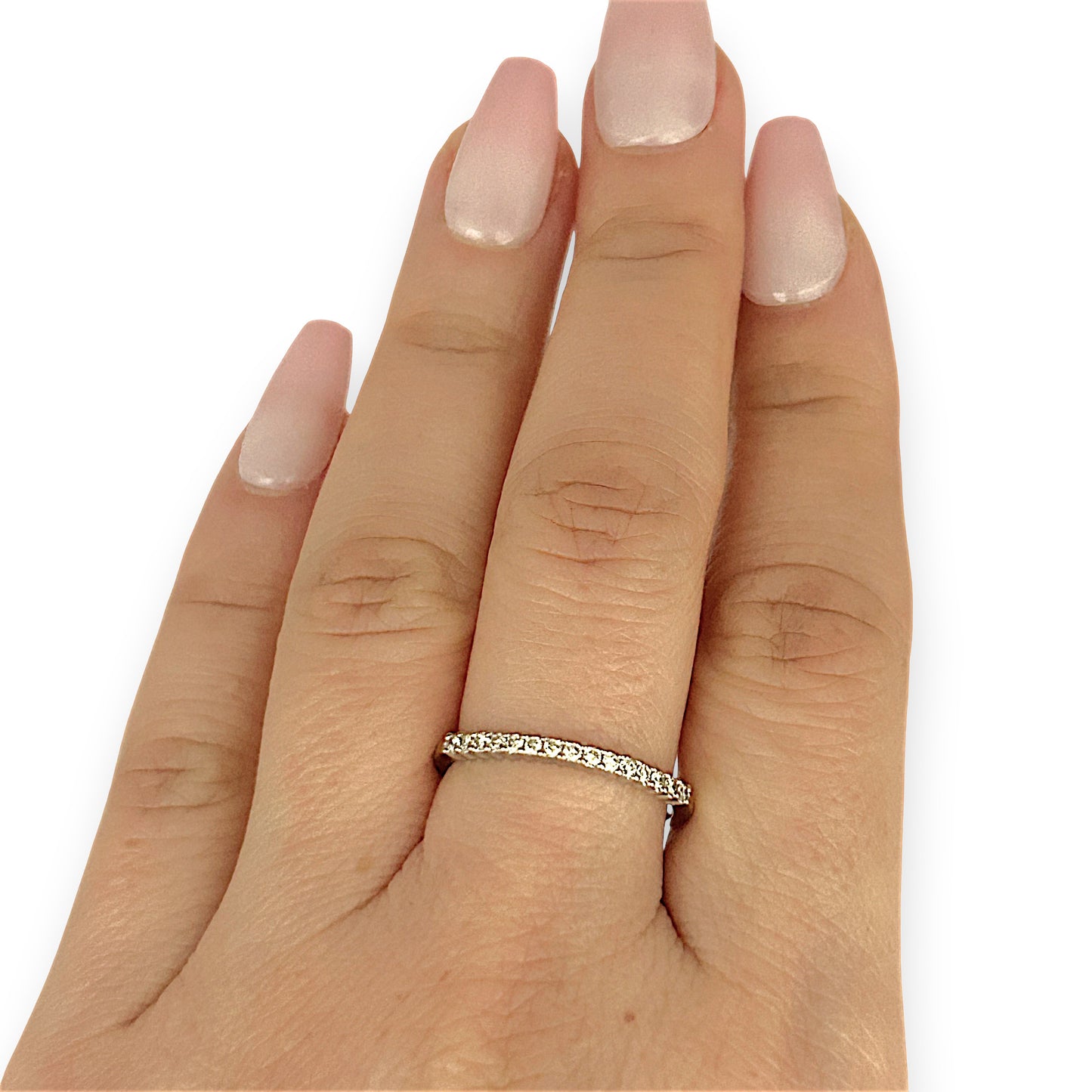GOLD DEAL | 9ct (9K) White Gold Lustra Diamond Band Size N1/2
