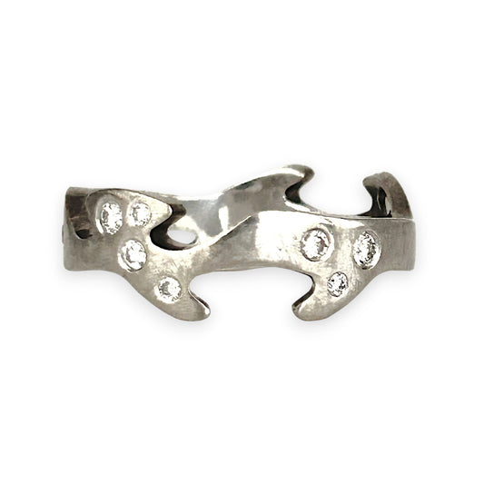 GOLD DEAL | 18ct (18K) White Gold Elara Sculpted Diamond Ring Size Q