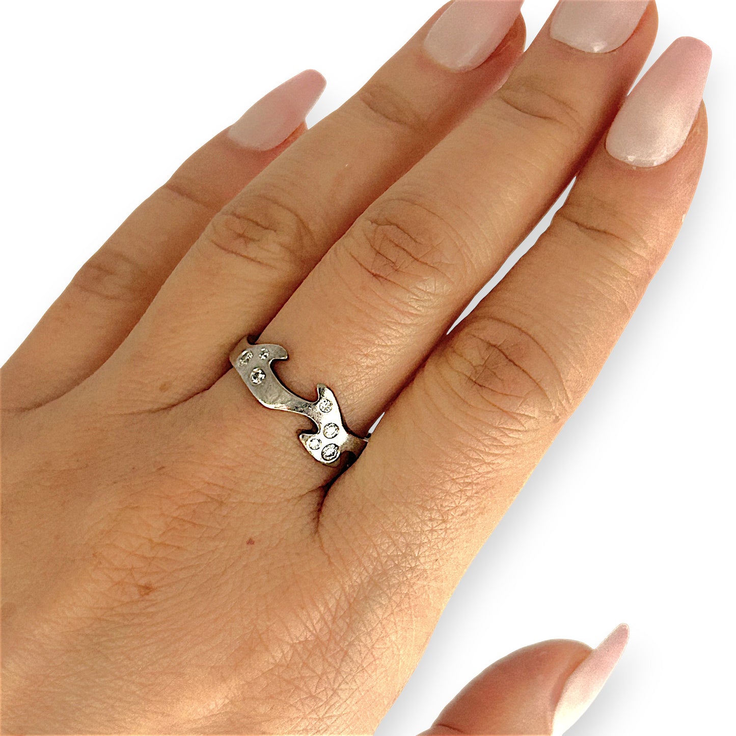 GOLD DEAL | 18ct (18K) White Gold Elara Sculpted Diamond Ring Size Q