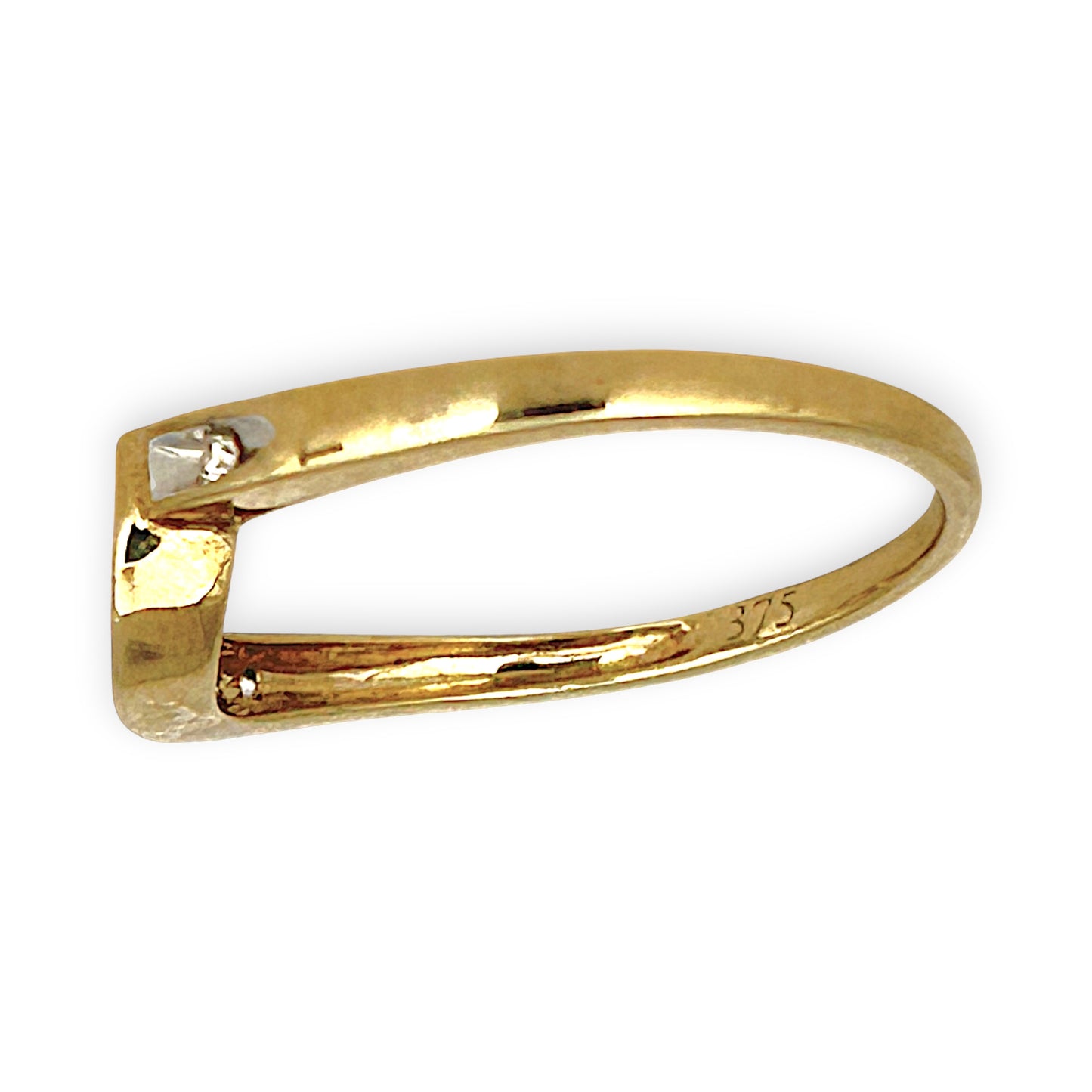 GOLD DEAL | 9ct (9K) Gold Curved Elegance Diamond Ring Size M