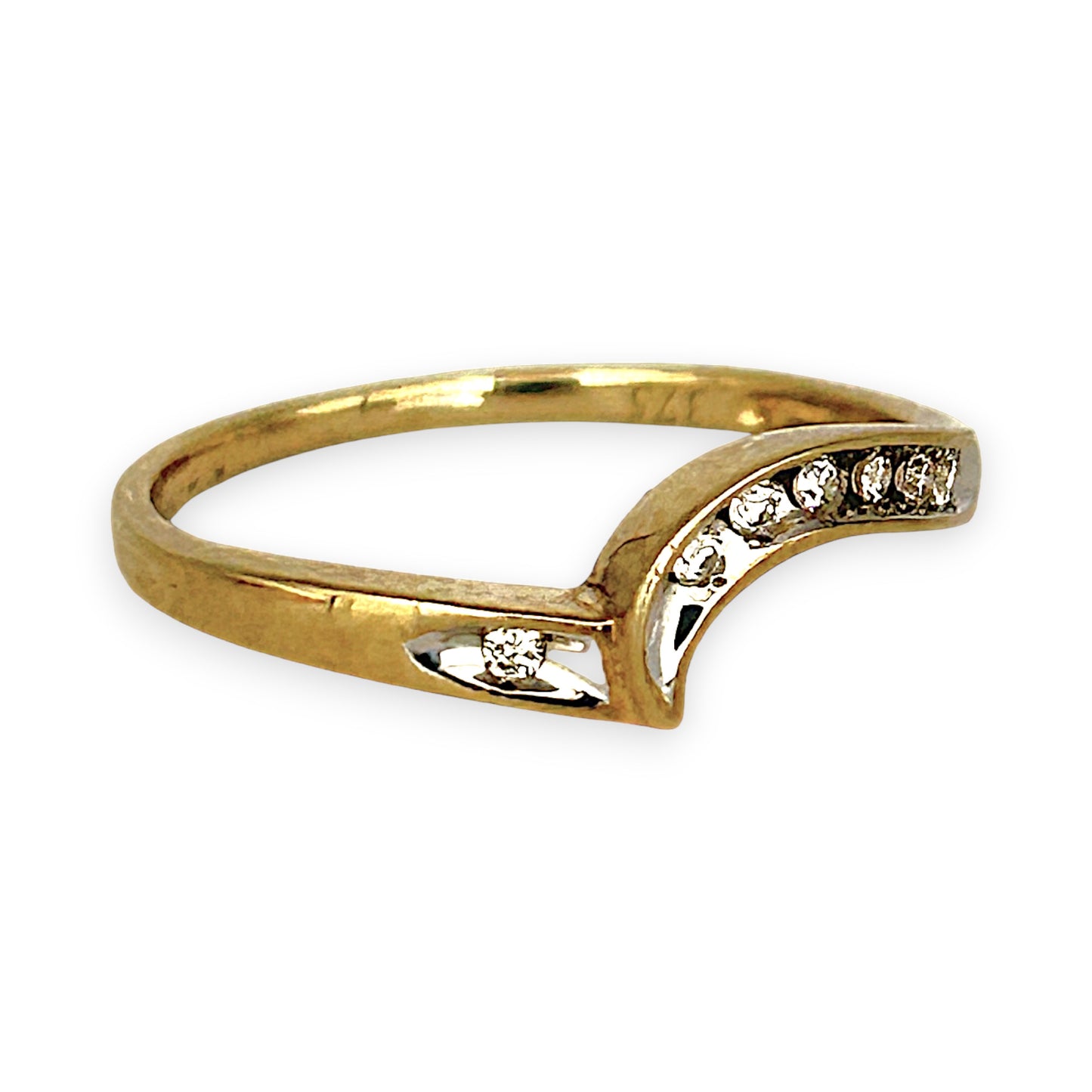GOLD DEAL | 9ct (9K) Gold Curved Elegance Diamond Ring Size M