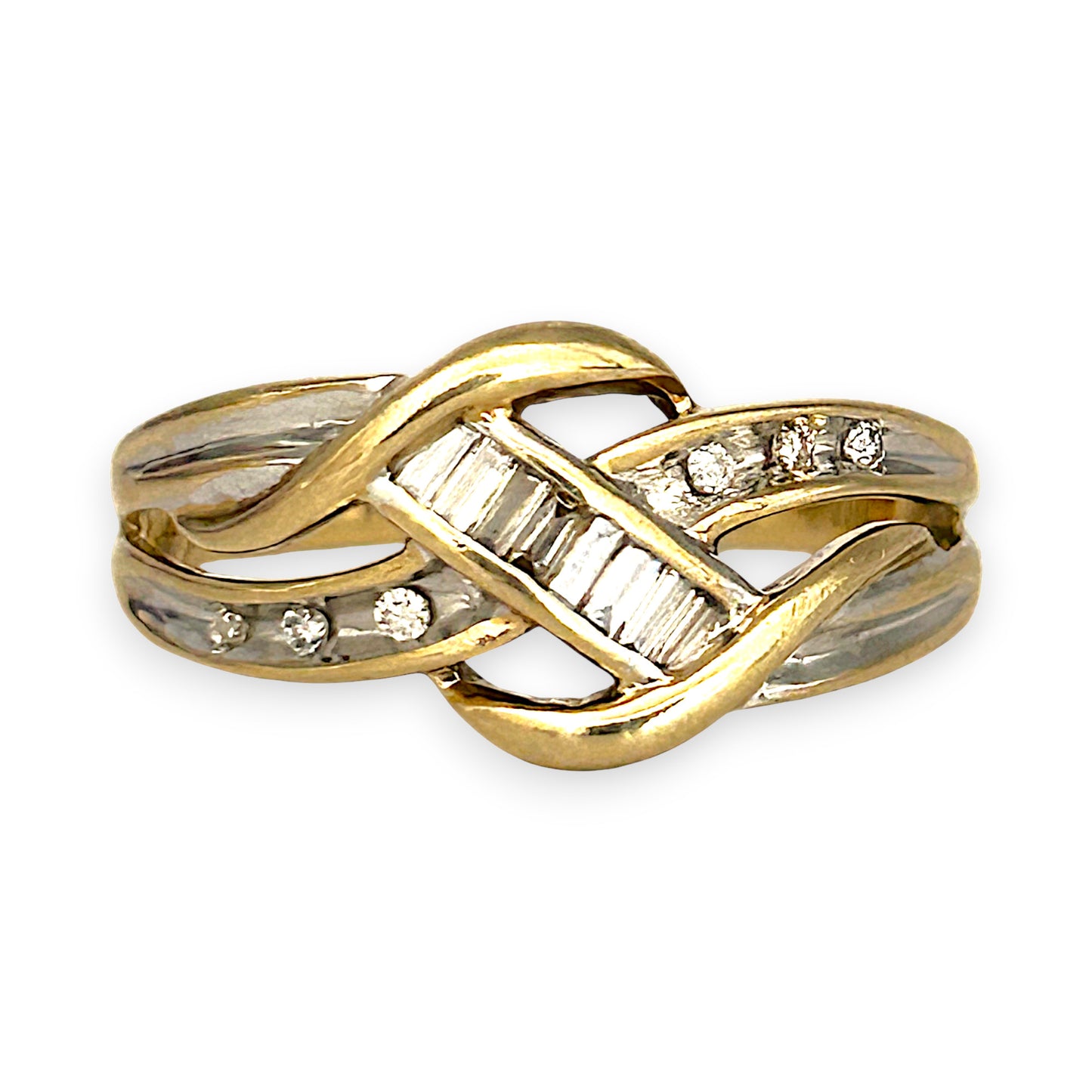 GOLD DEAL | 9ct (9K) Y/W Gold Eternal Harmony Diamond Weave Ring Size P