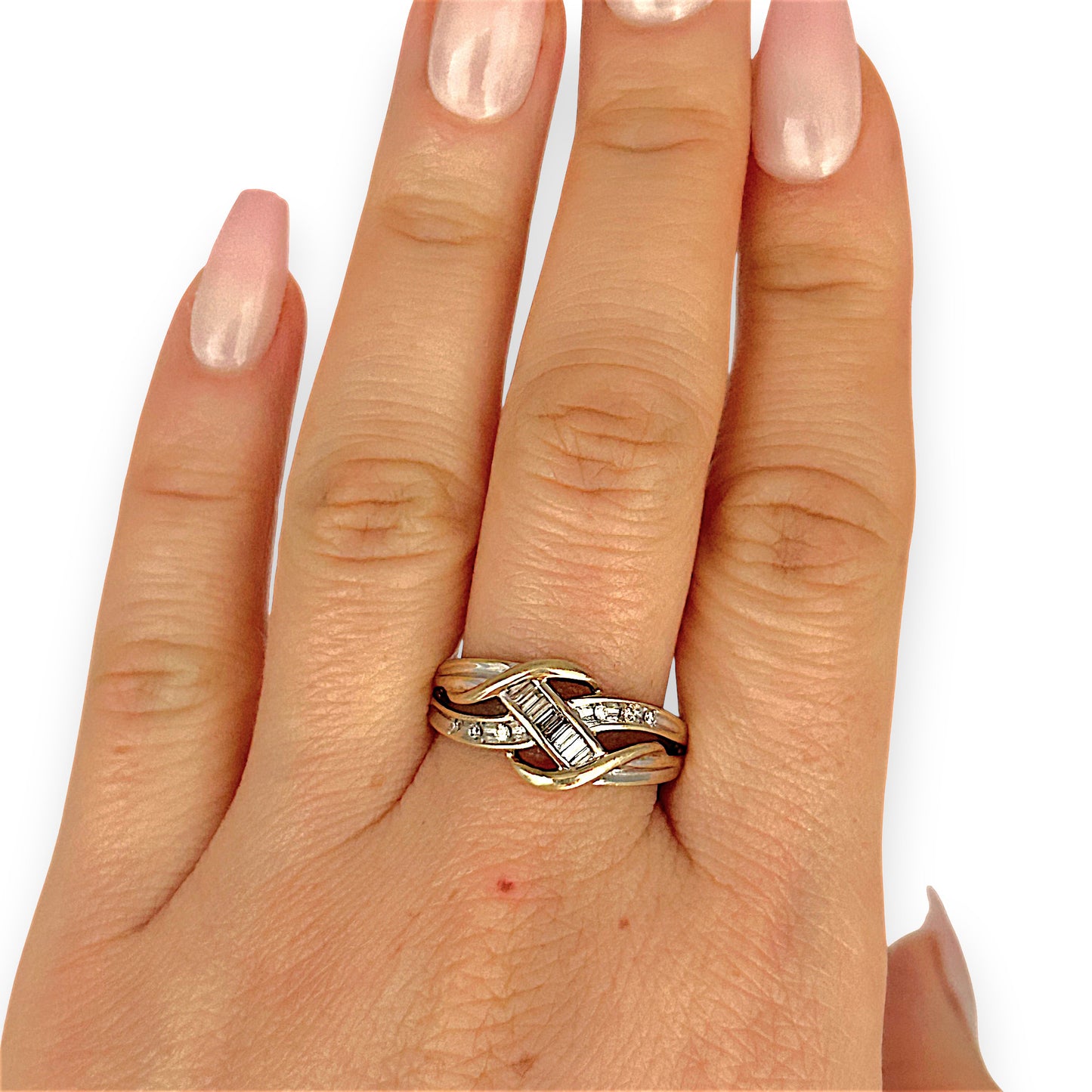 GOLD DEAL | 9ct (9K) Y/W Gold Eternal Harmony Diamond Weave Ring Size P