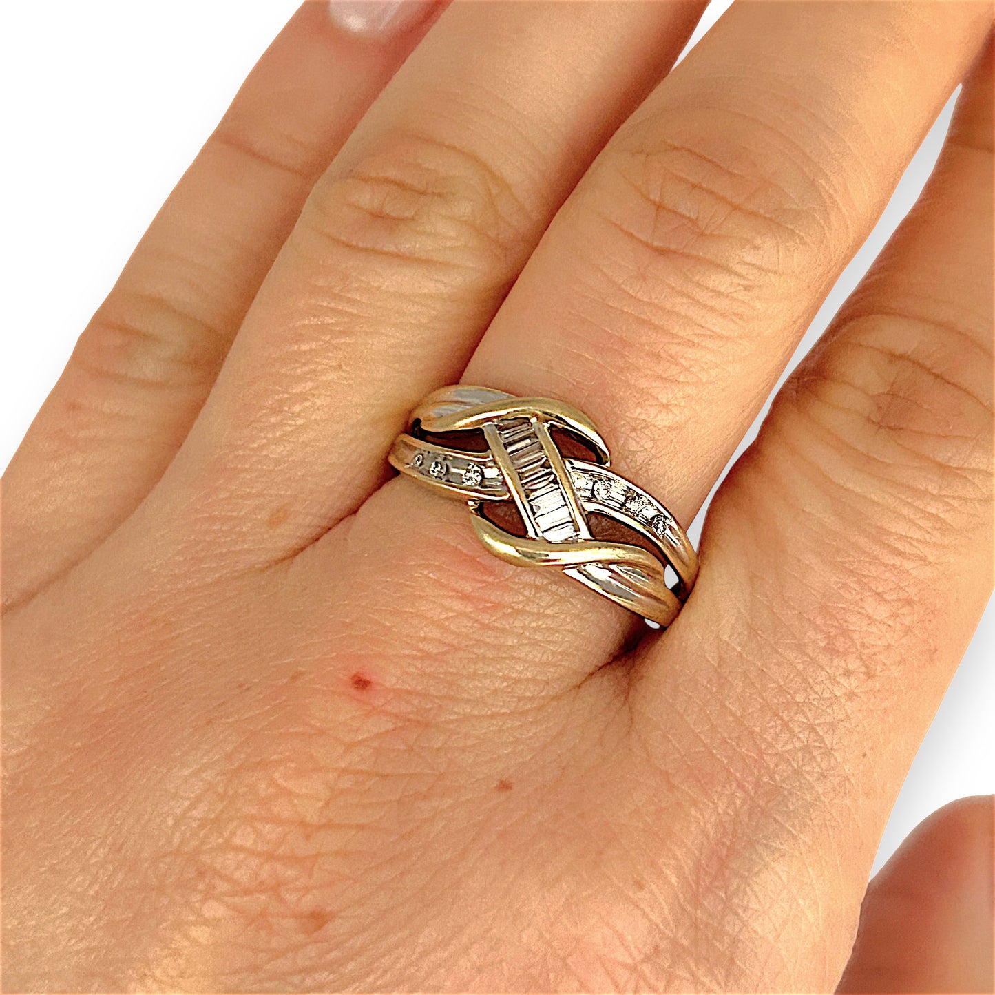 GOLD DEAL | 9ct (9K) Y/W Gold Eternal Harmony Diamond Weave Ring Size P